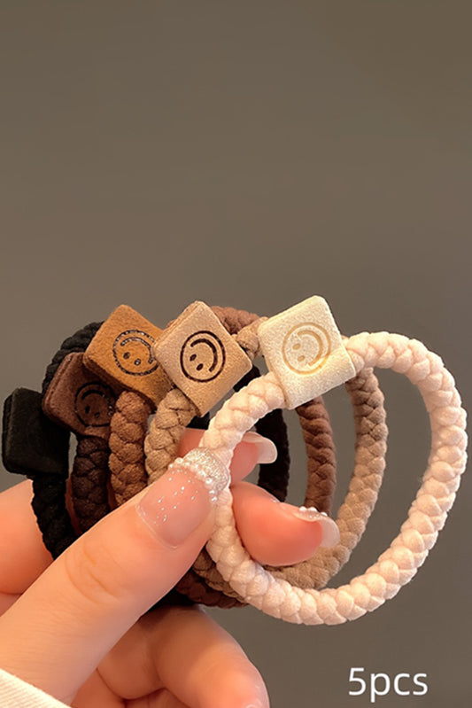 5pcs Smiley Face Braided Hair Ties