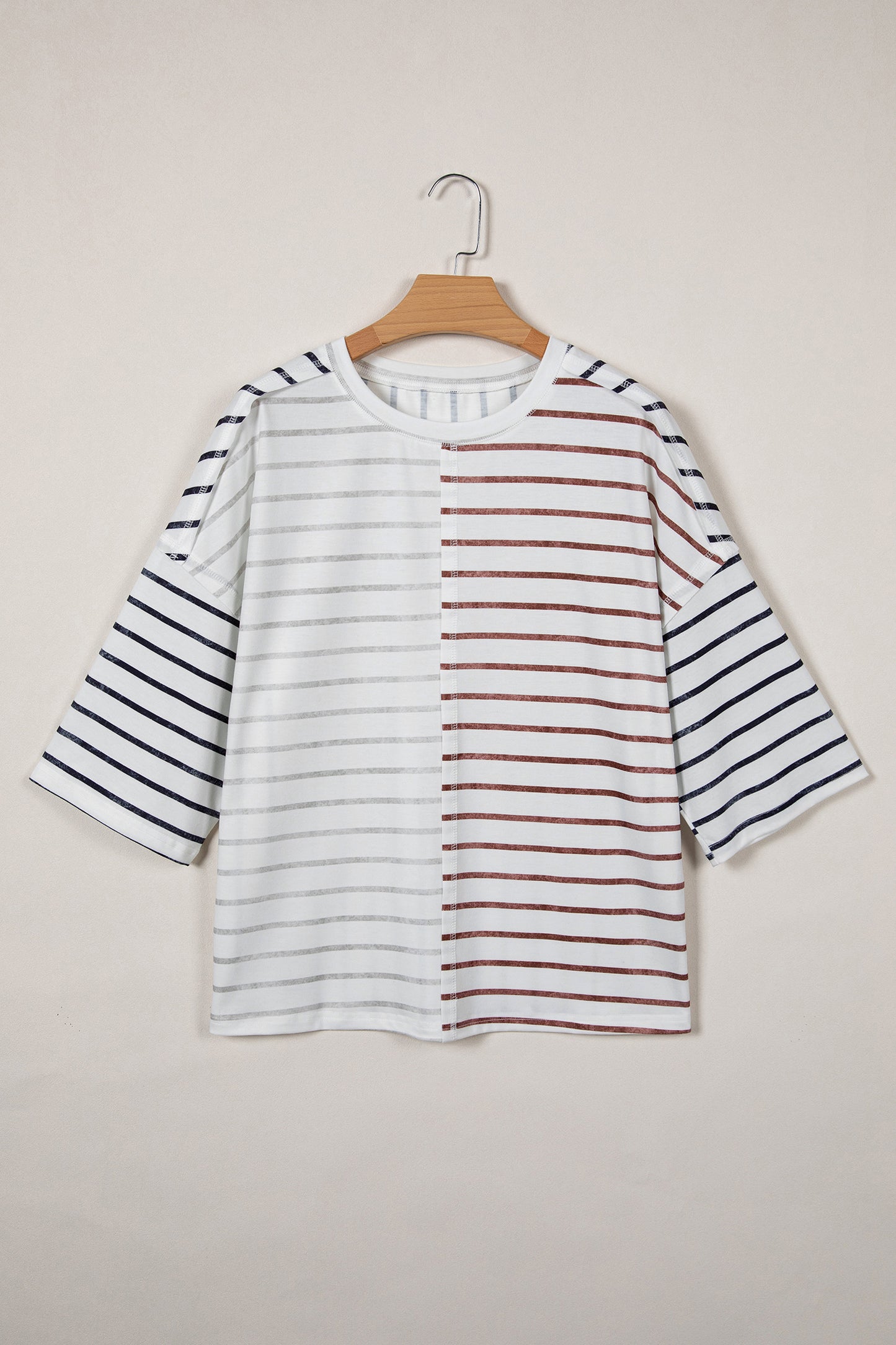 Khaki Stripe Colorblock Tee