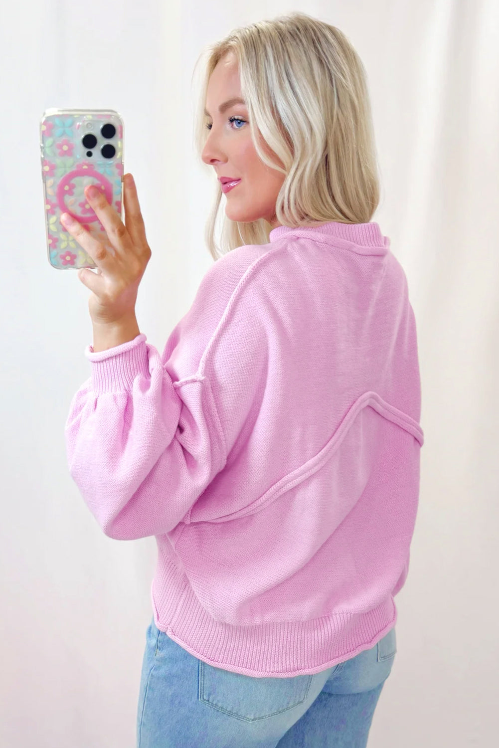 Pink Drop Shoulder Sweater