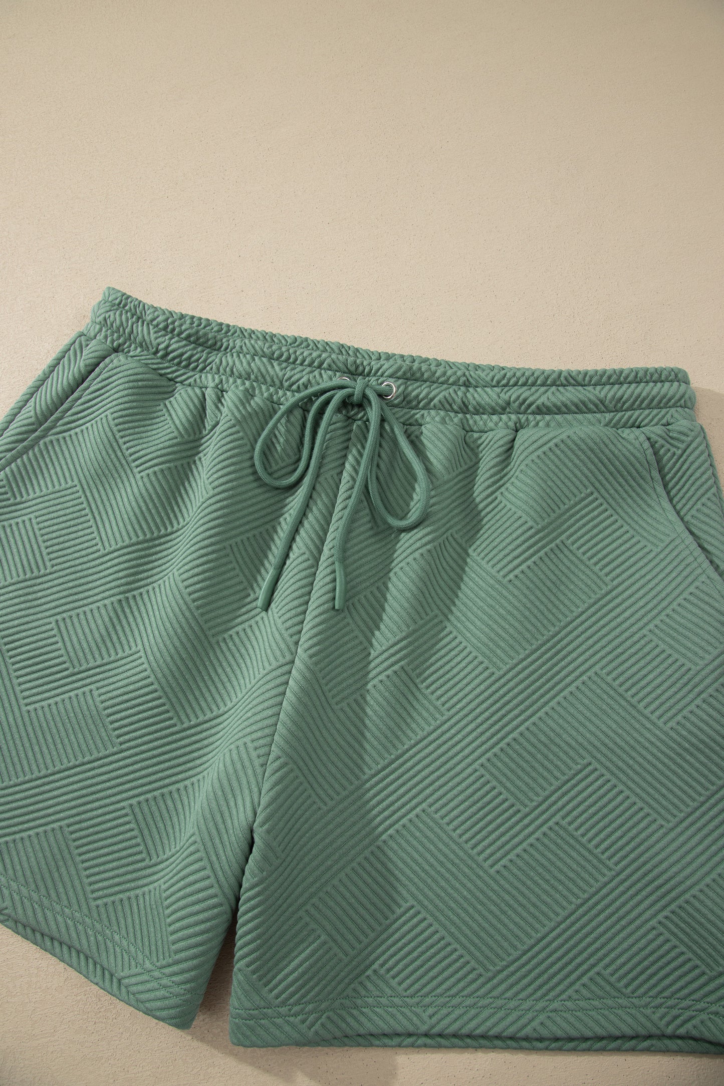 Mineral Blue Textured Shorts Set in Plus Size