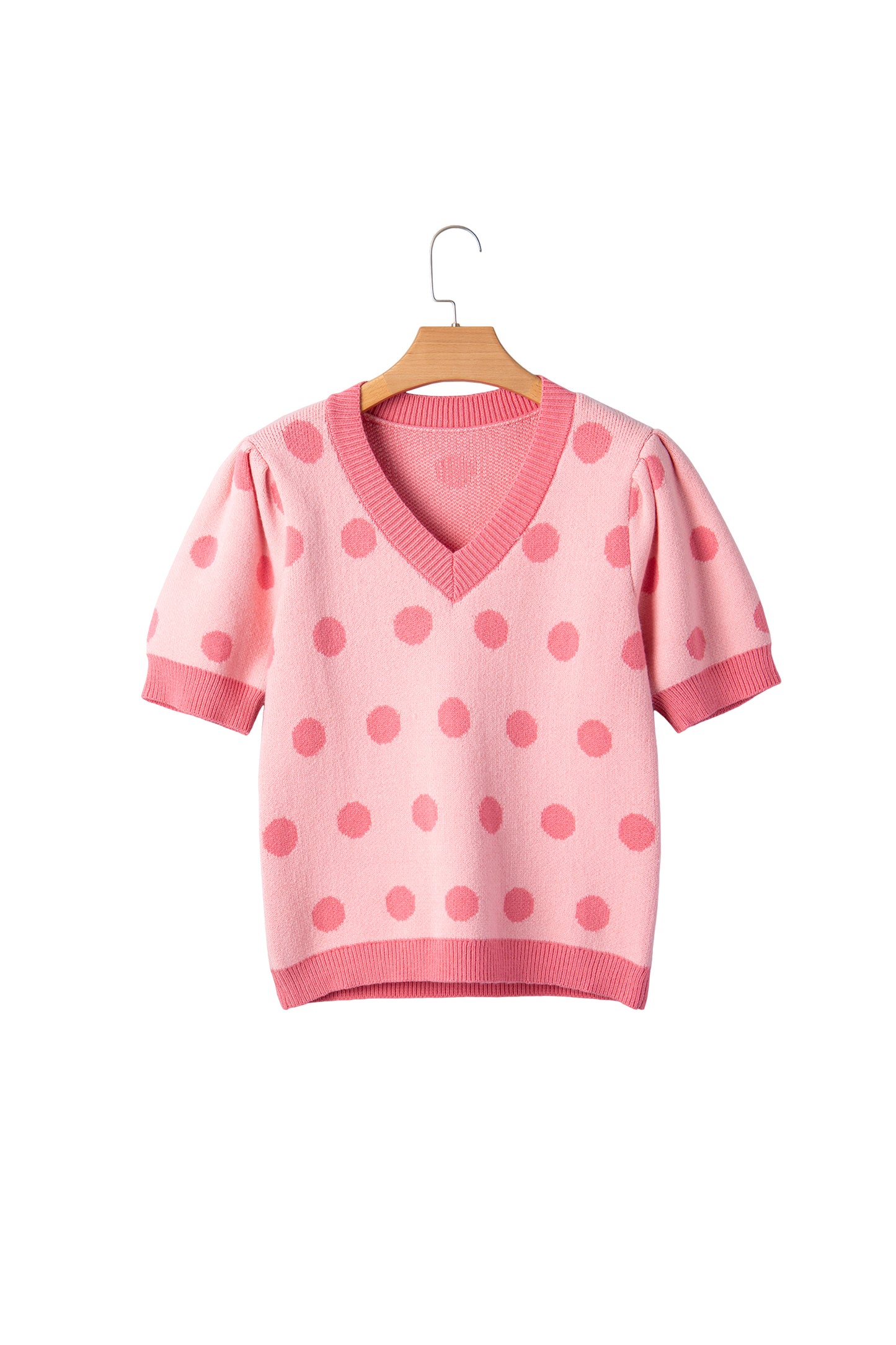 Polka Dot Puff Short Sleeve Sweater