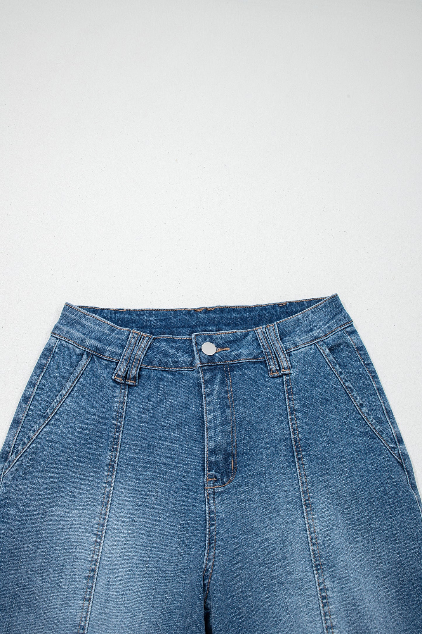 Sail Blue Exposed Stitch Straight Jeans