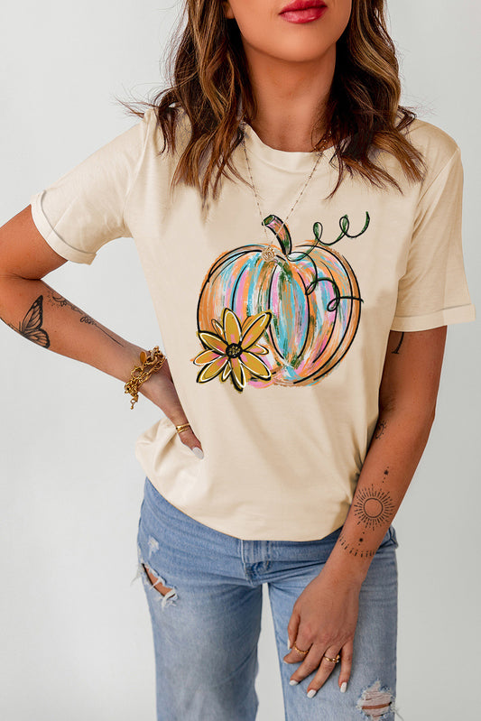 Khaki Pumpkin Flower Tee