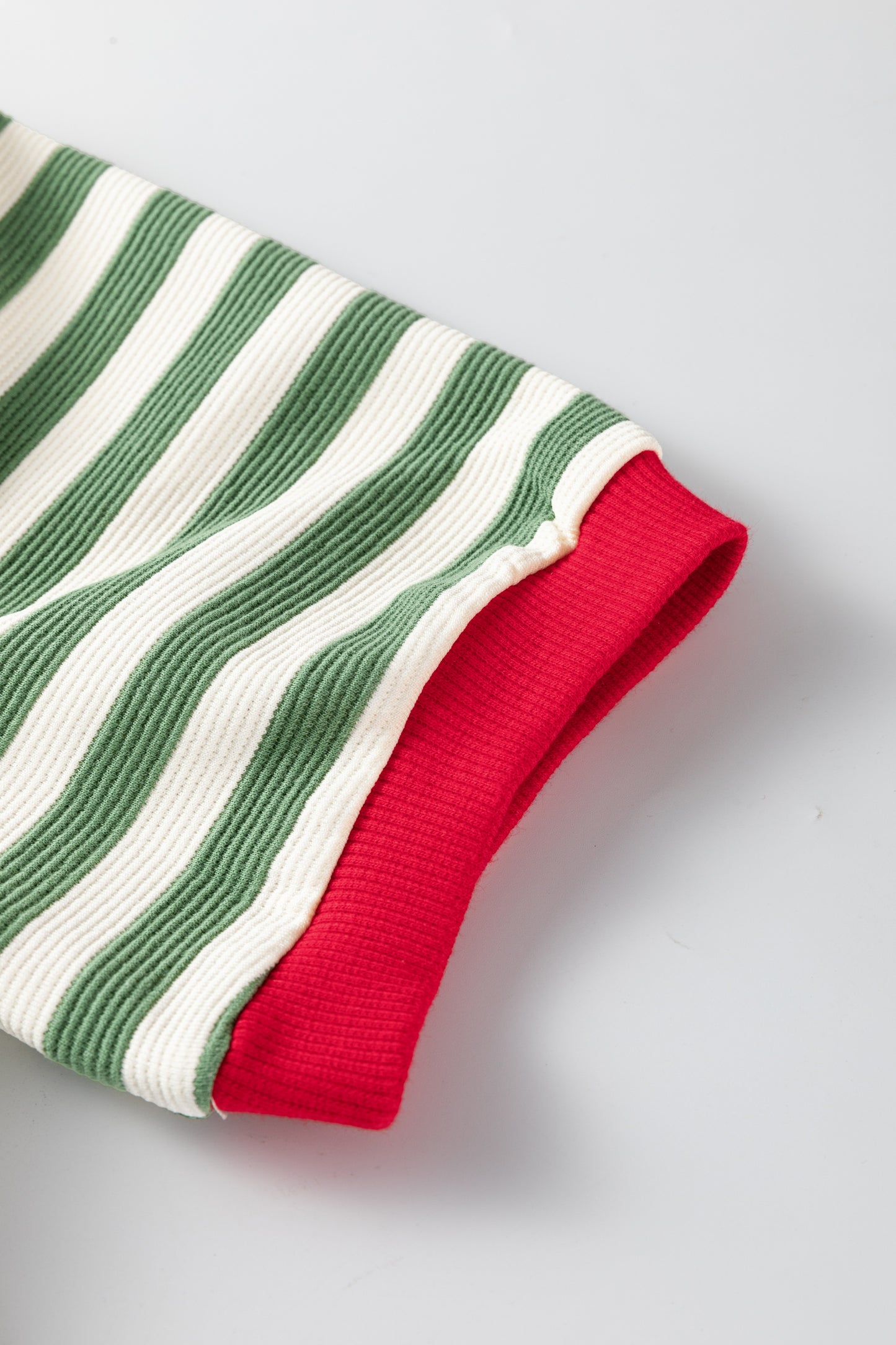 Striped Puff Sleeve Round Neck Tee