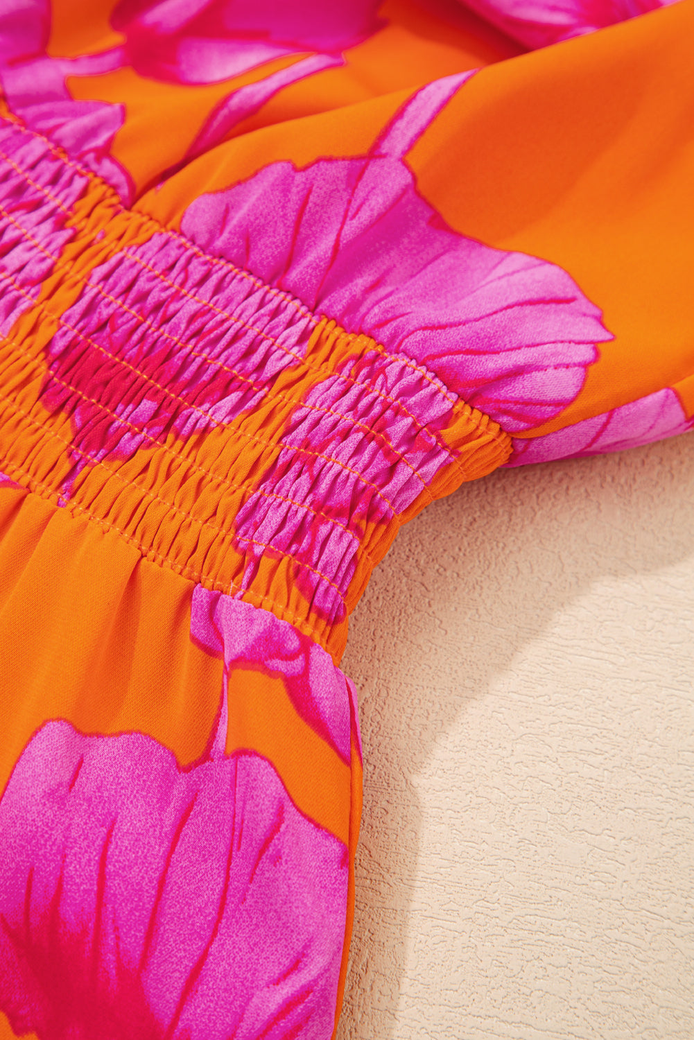 Orange Frill Smocked Maxi Dress
