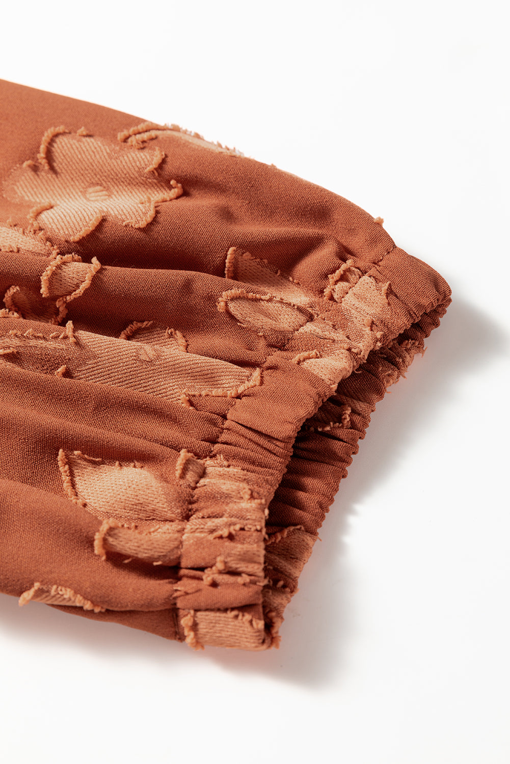 Cinnamon Flower Pattern Ruffle Hem Plus Size Dress