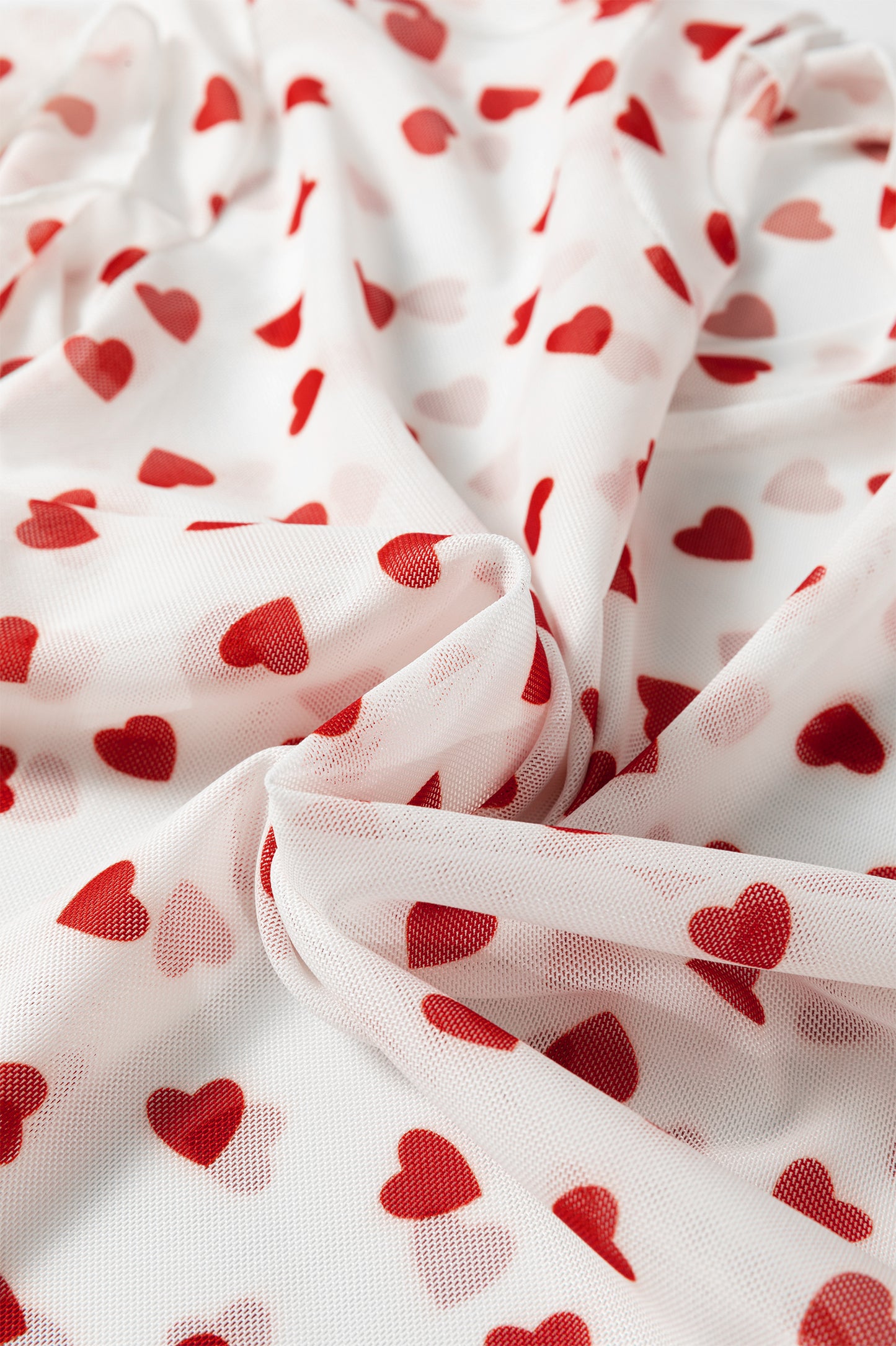 Heart Print Mesh Top