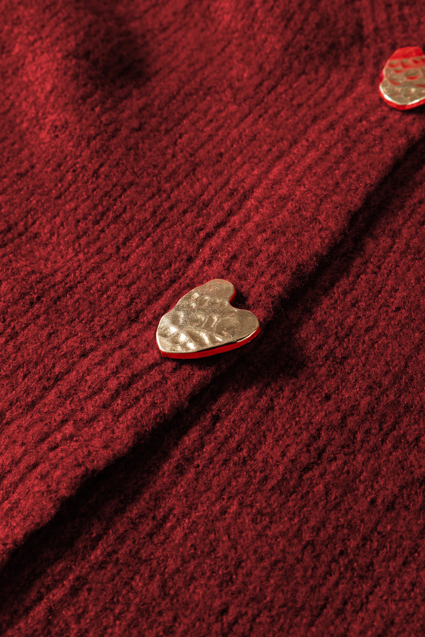Fiery Red Heart Button Cardigan Sweater
