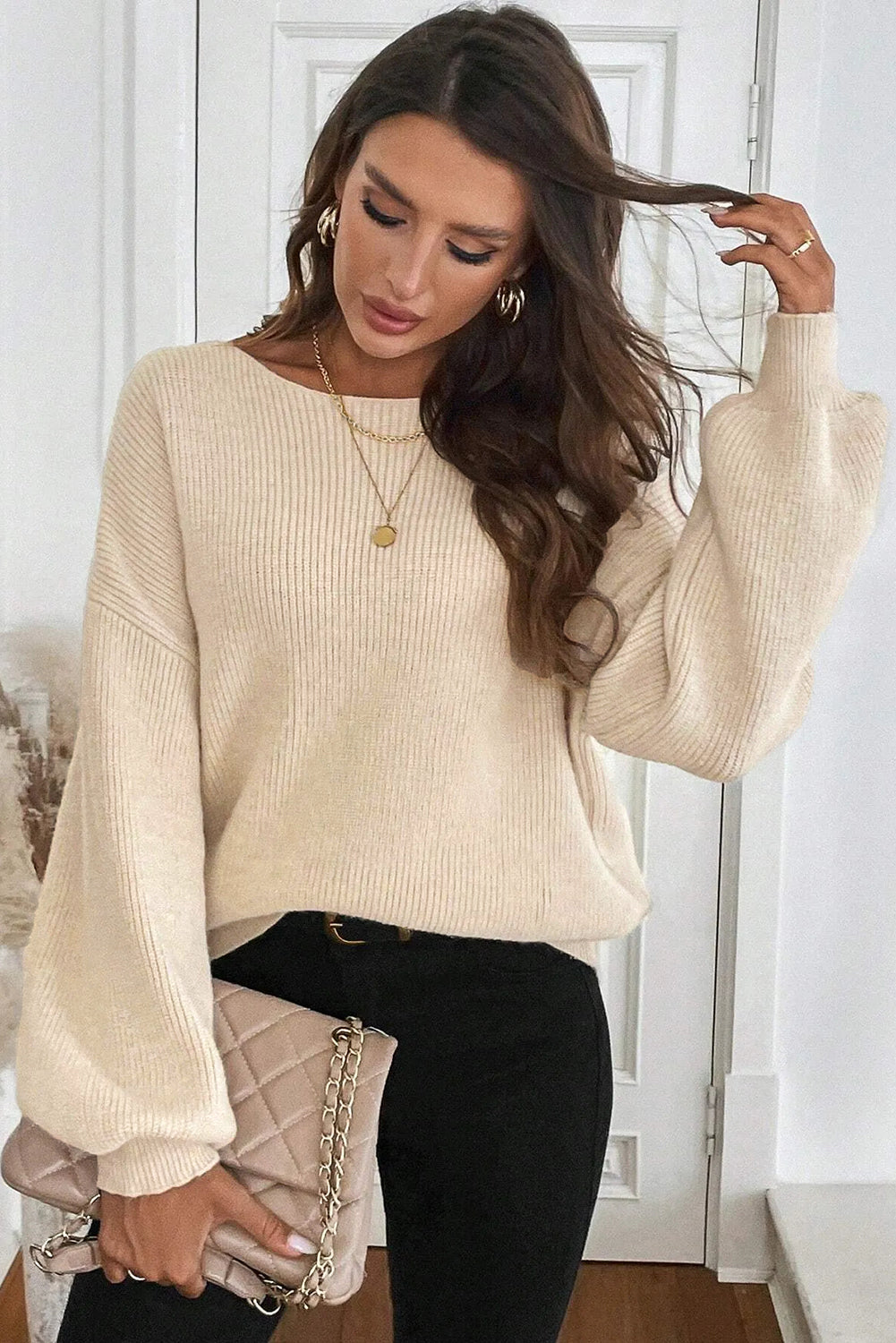 Jet Stream Ribbed Knit Sweater