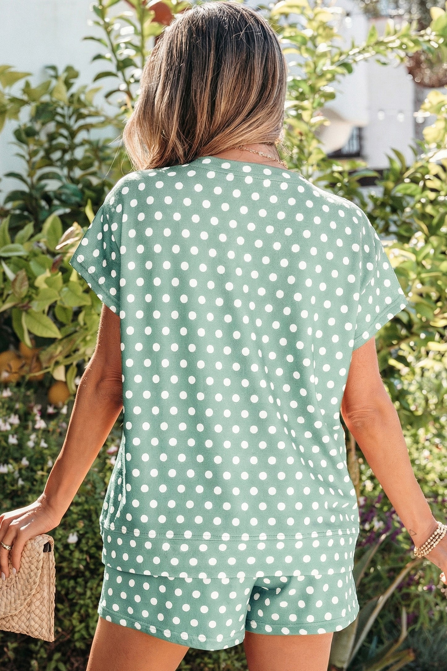 Polka Dot Print 2pc Short Set