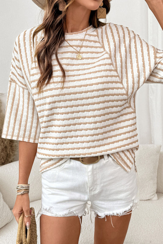 Apricot Stripe Textured Top