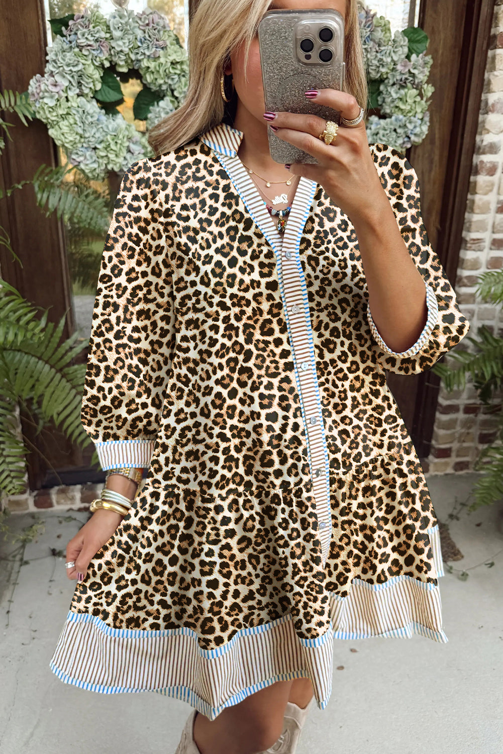 Leopard Print Plus Size Mini Dress