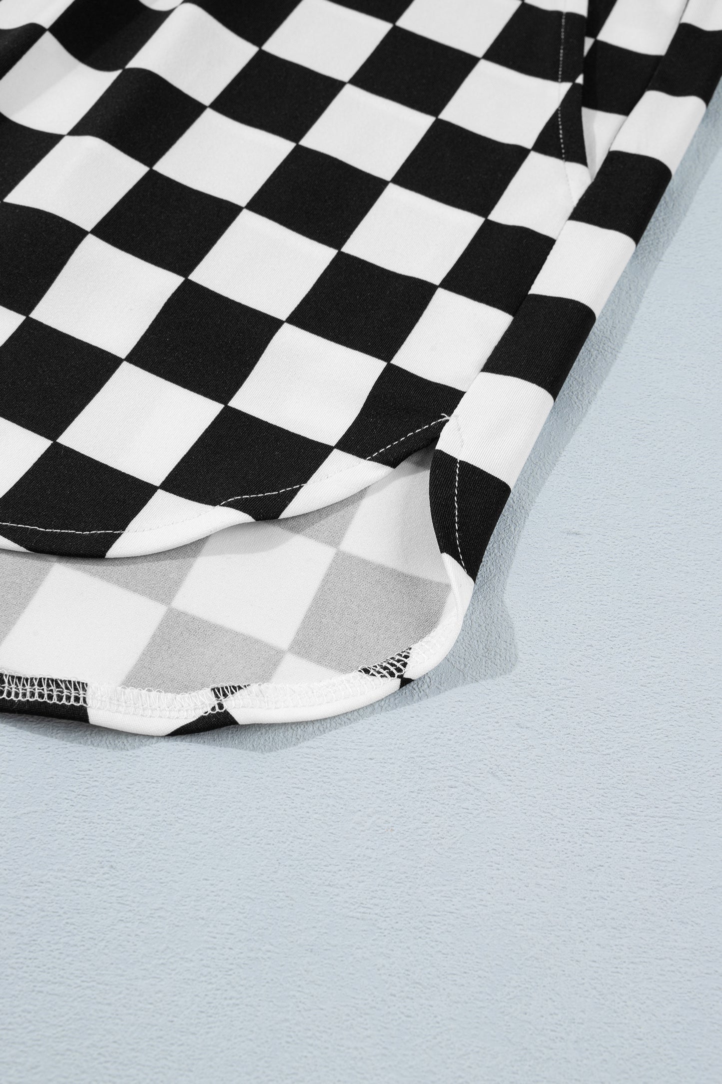 Black Checkered Athletic Shorts in Plus Size