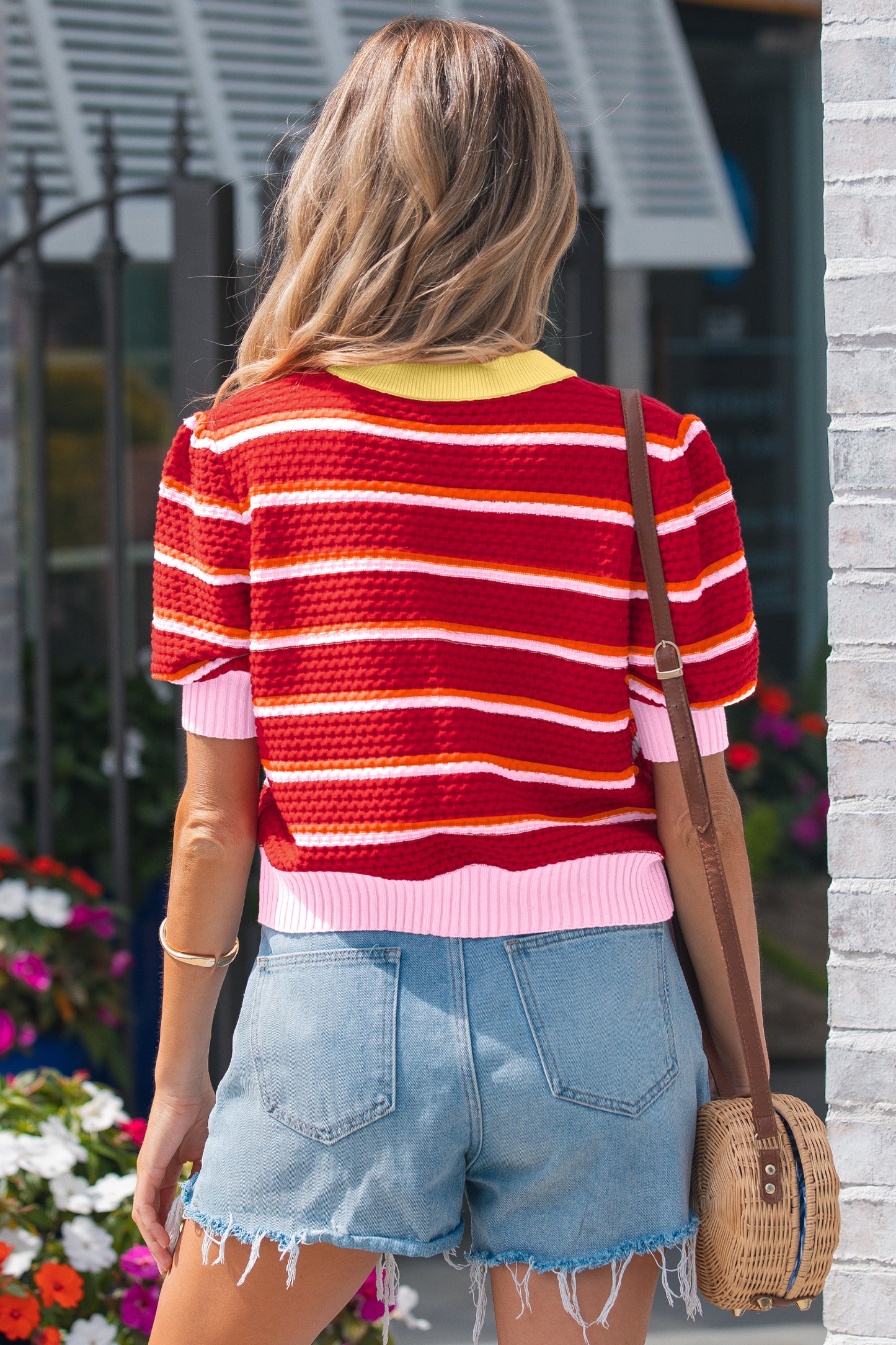 Red Stripe Colorblock Sweater