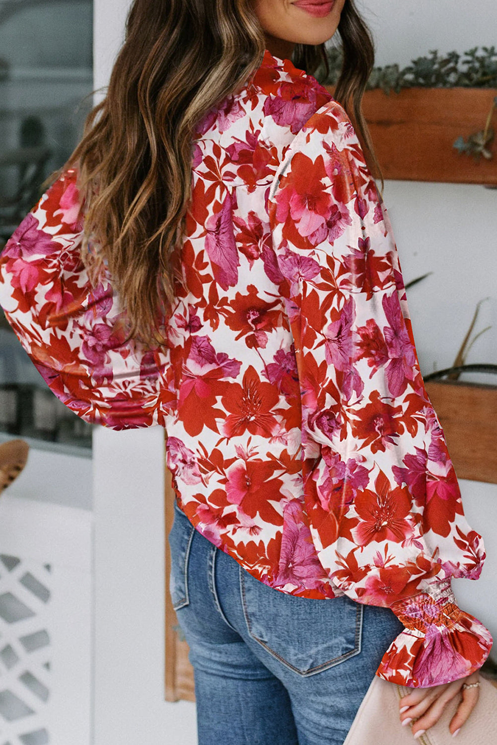 Cakewalk Smocked Floral Blouse