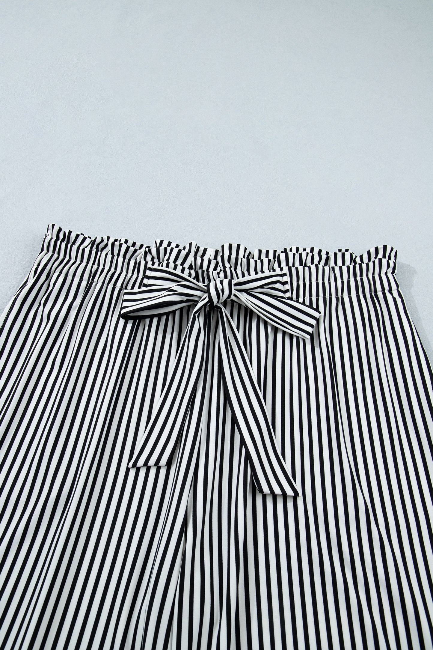 Black Striped Casual Pants in Plus Size