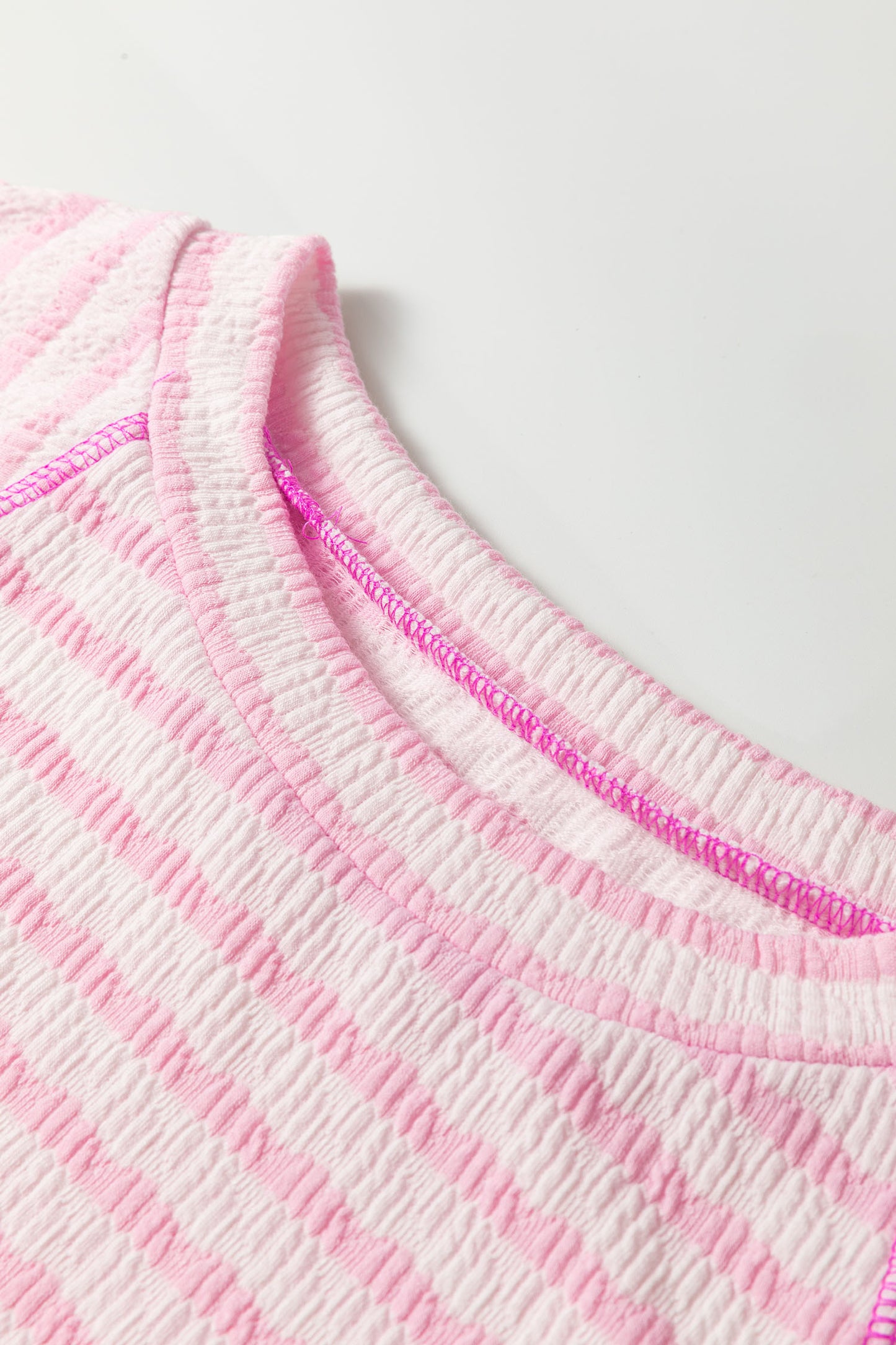 Pink Stripe Textured Knit Top