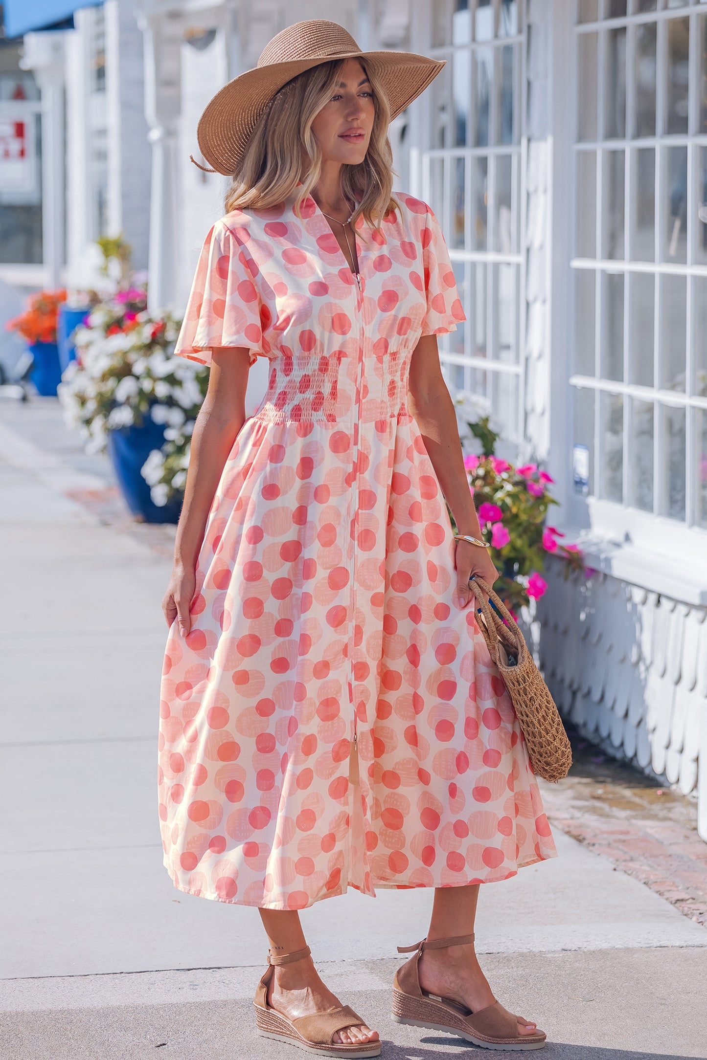 Pink Polka Zippered Dress