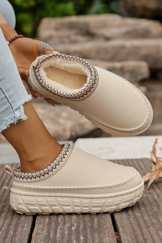 Snowy White Faux Suede Plush Clog