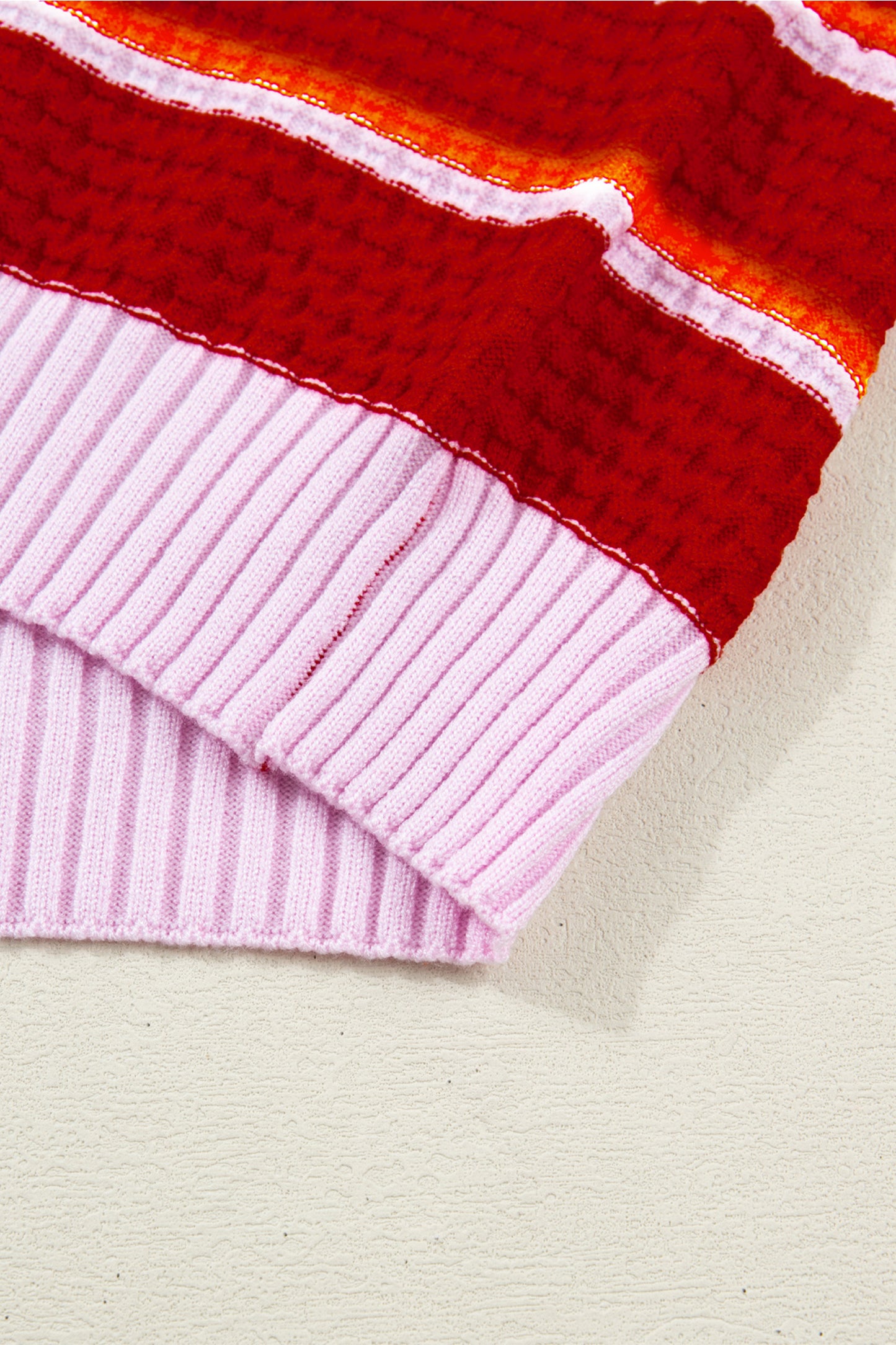 Red Stripe Colorblock Sweater