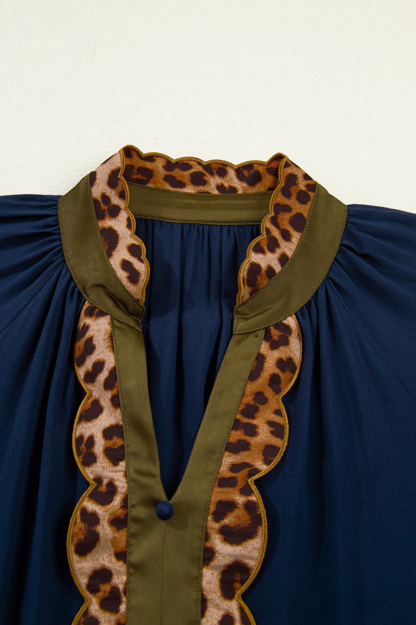 Navy and Leopard Short Sleeve Tunic Dress