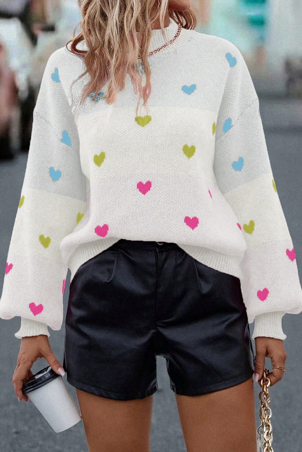 Confetti Hearts High Neck Sweater