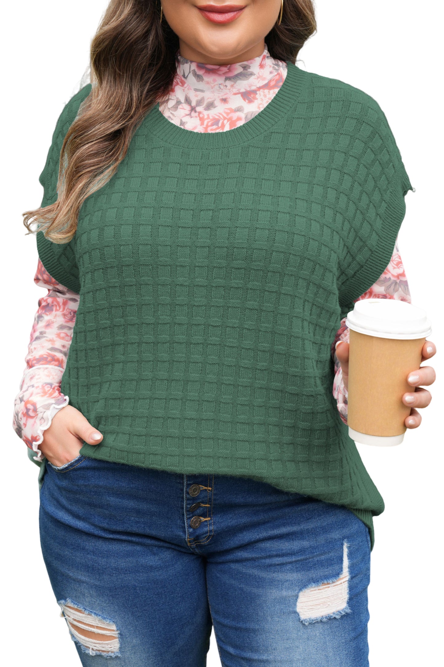 Mist Green Sweater in Plus Size