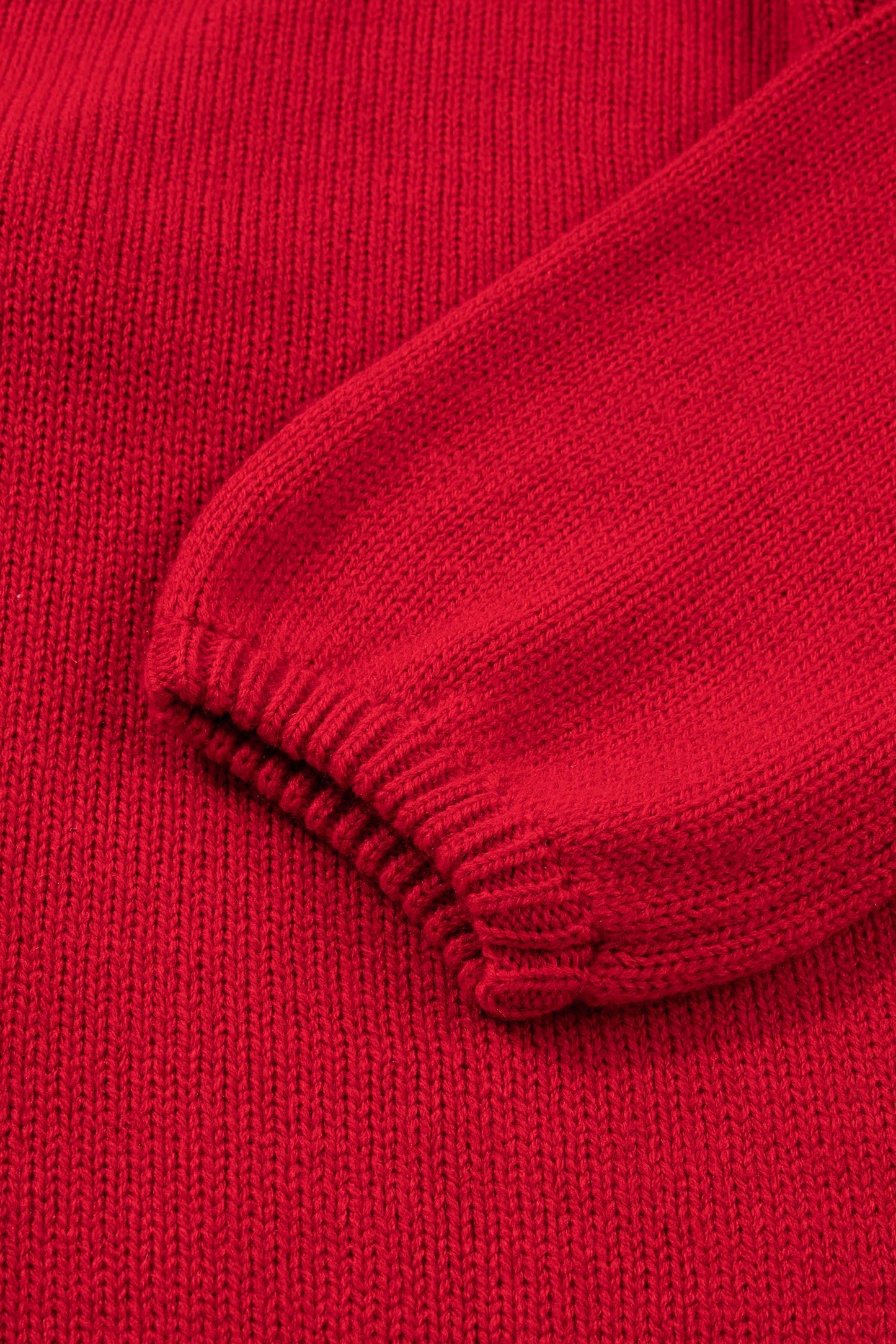 Fiery Red Festive Bubble Sleeve Sweater