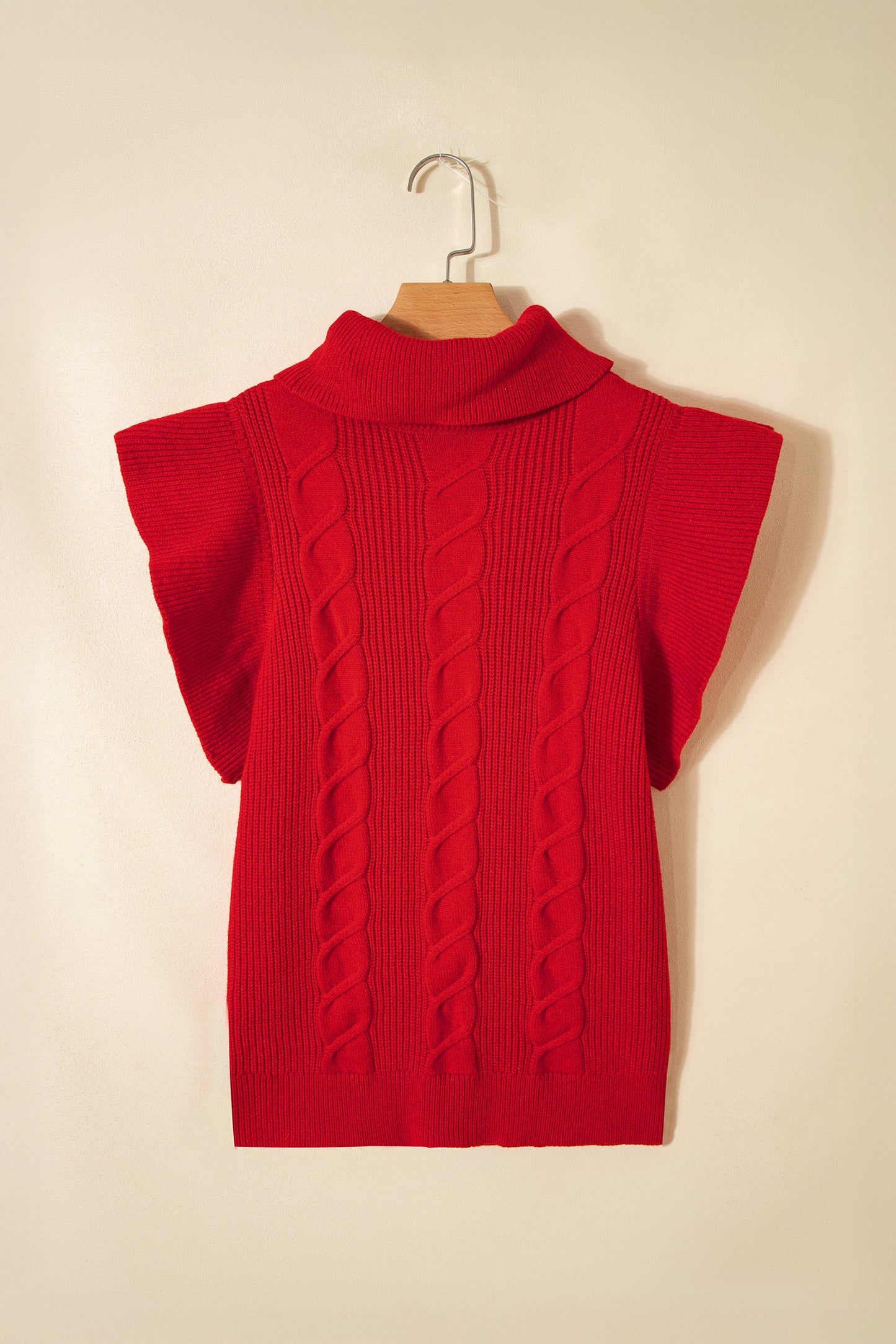 Ruffle Sleeve Cable Knit Sweater