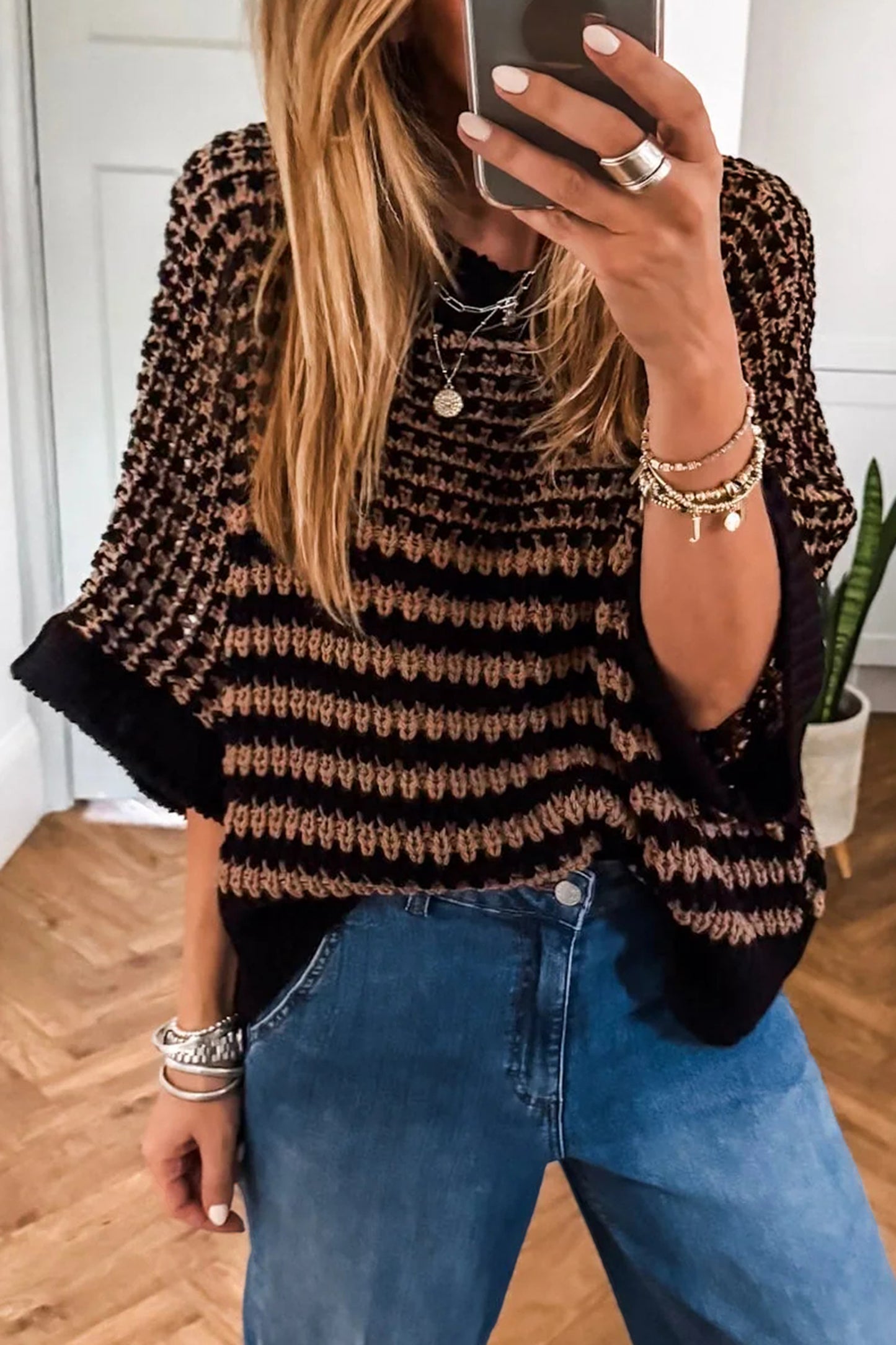 Draped Sleeve Slouchy Sweater