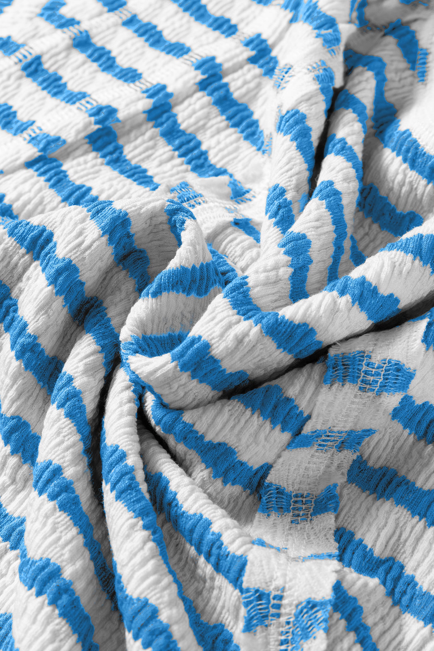 Blue Striped Textured T-Shirt