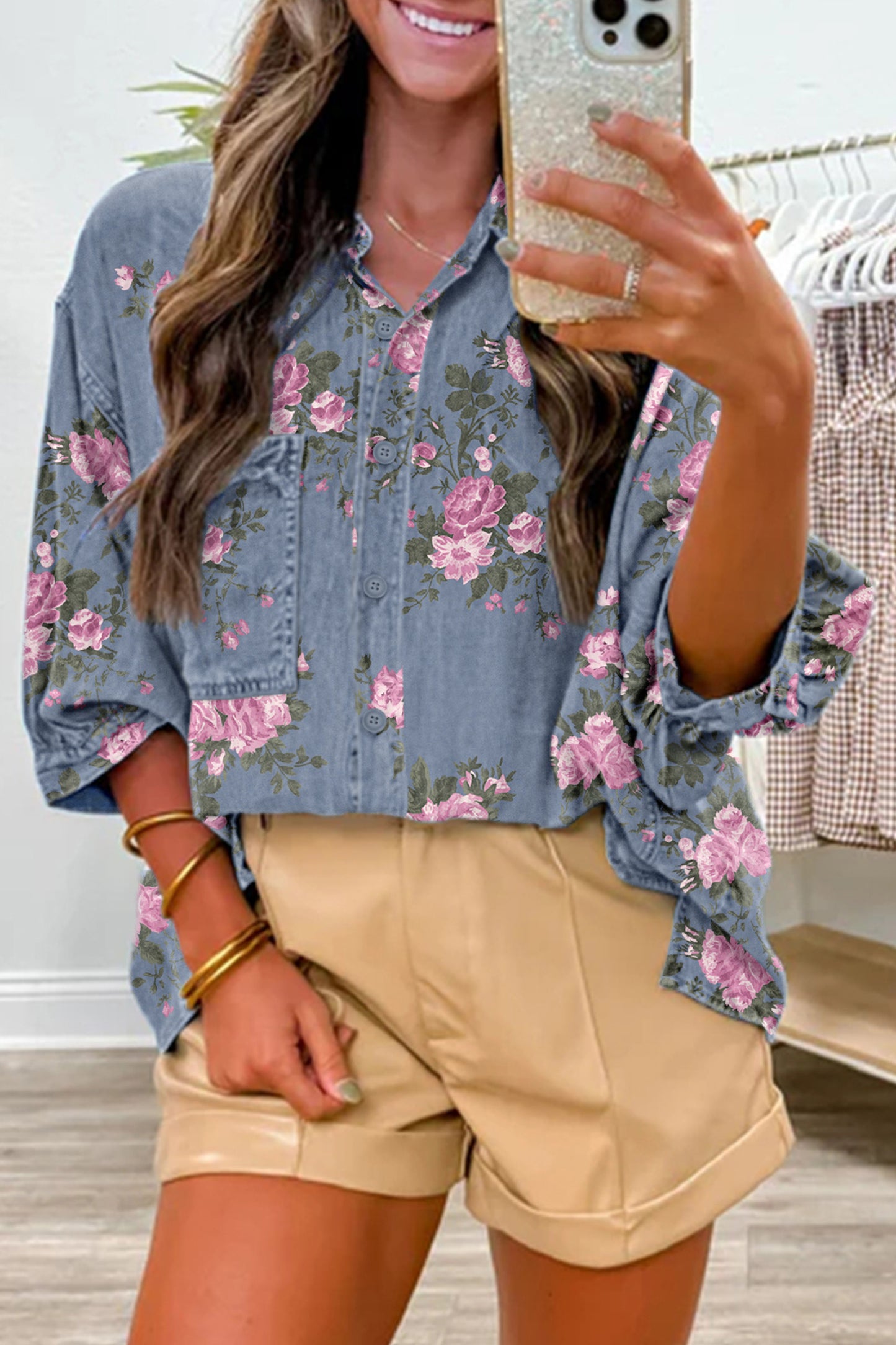 Vera Floral Denim Shirt