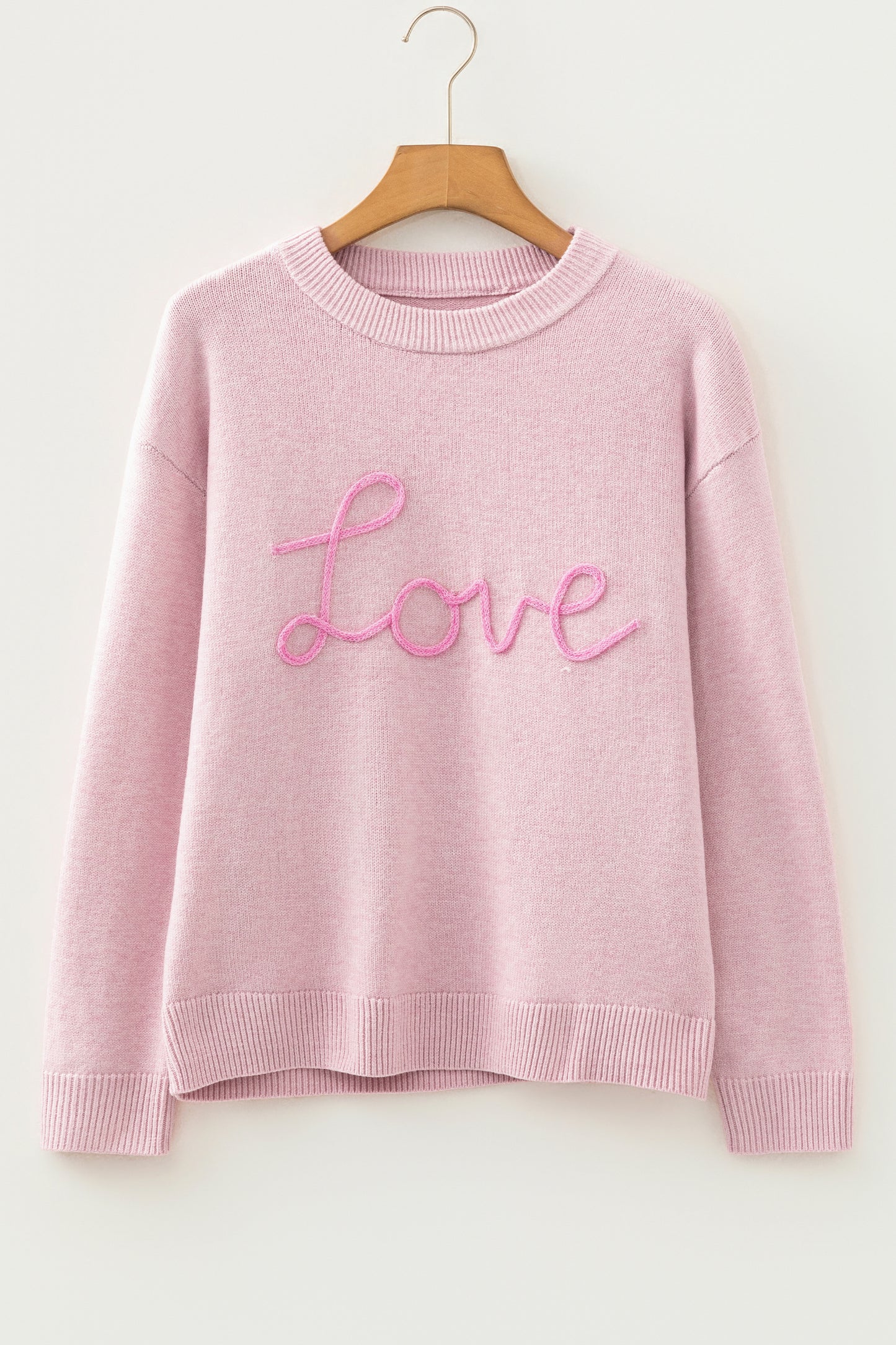 Pink Corded Love Sweater