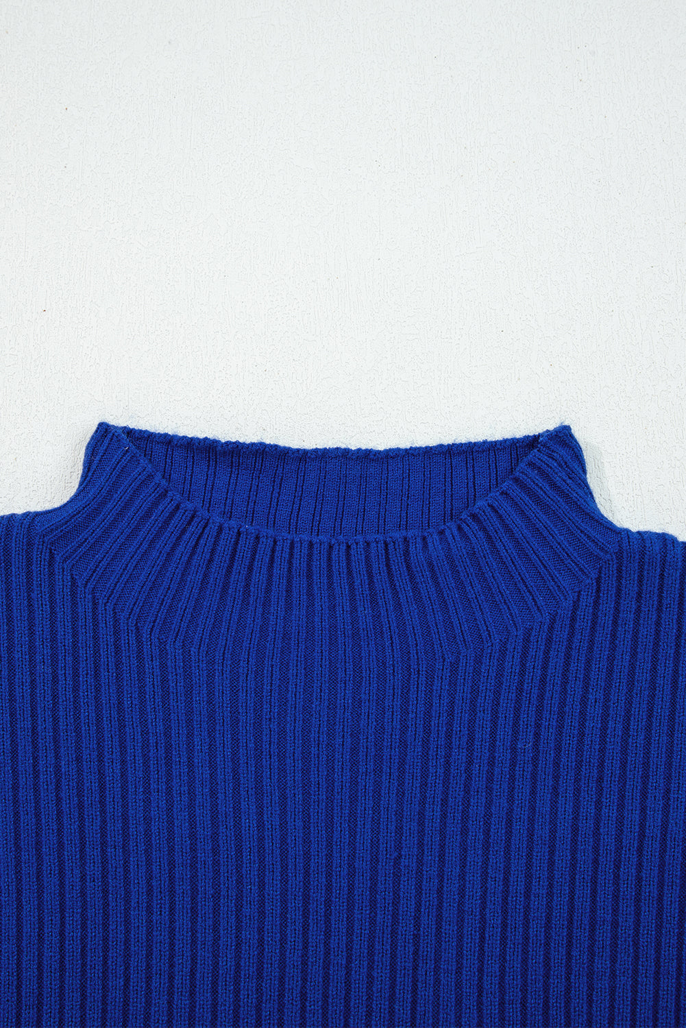 Patch Pocket Ribbed Knit Sweater in Dark Blue