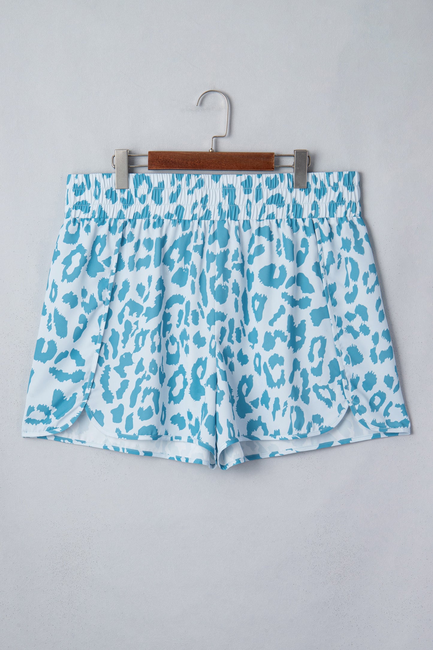 Blue Leopard Athletic Shorts in Plus Size