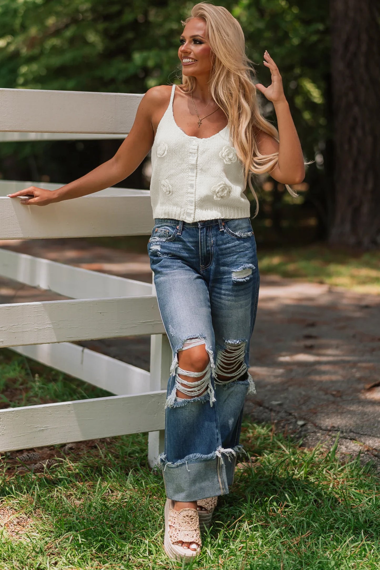 Flower Pop Spaghetti Strap Sweater