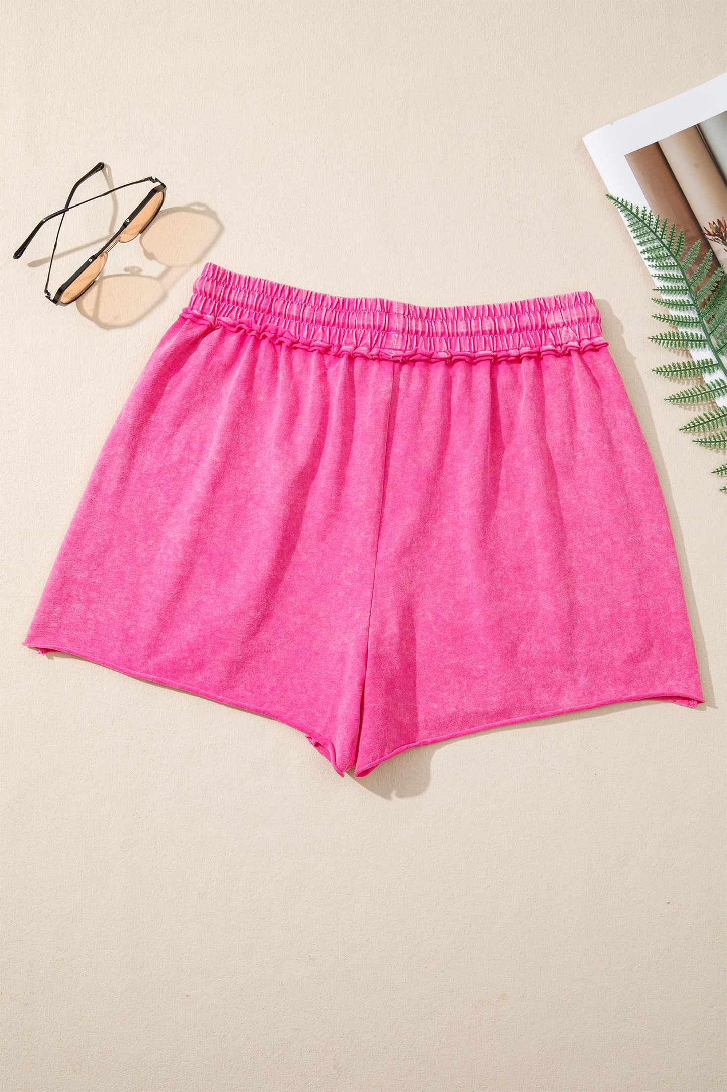 Rose Red Mineral Washed Raw Cut Shorts