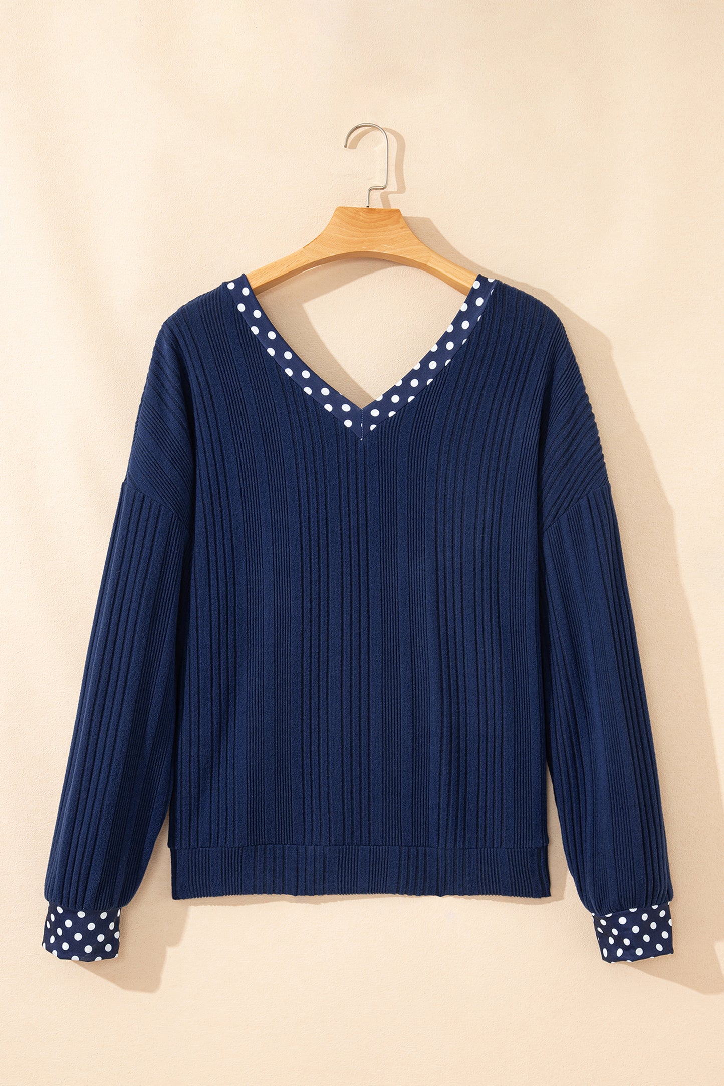 Delia Polka Dot Ribbed Top