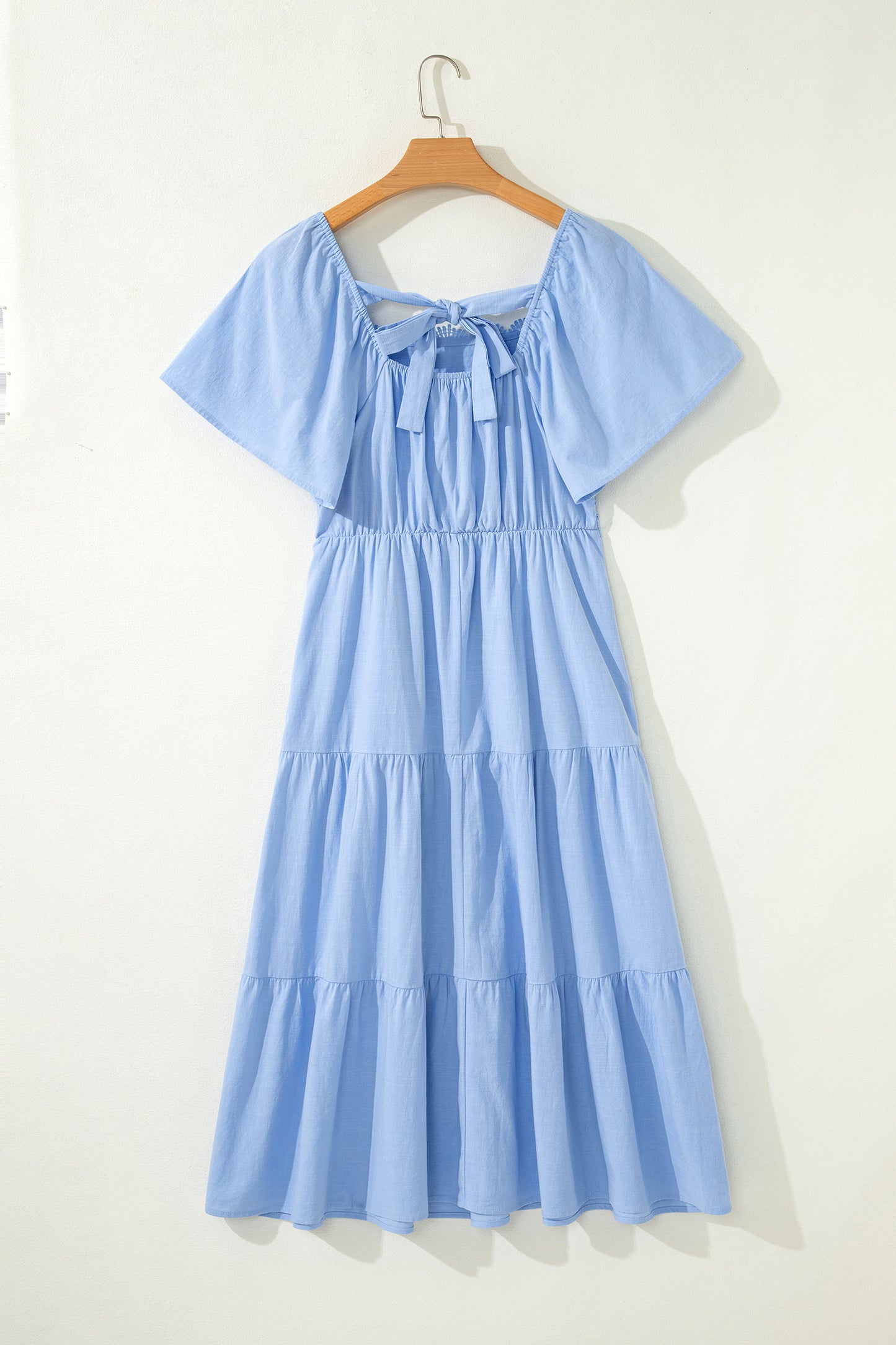 Beau Blue Flowy Tiered Midi Dress