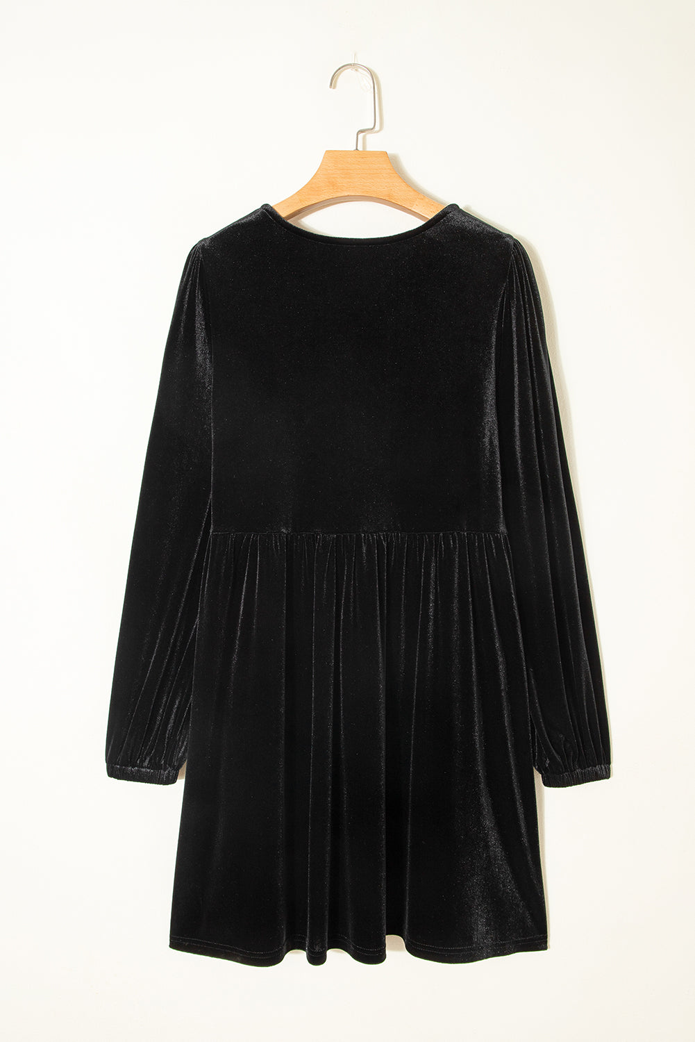Black Velvet Bubble Sleeve Mini Dress