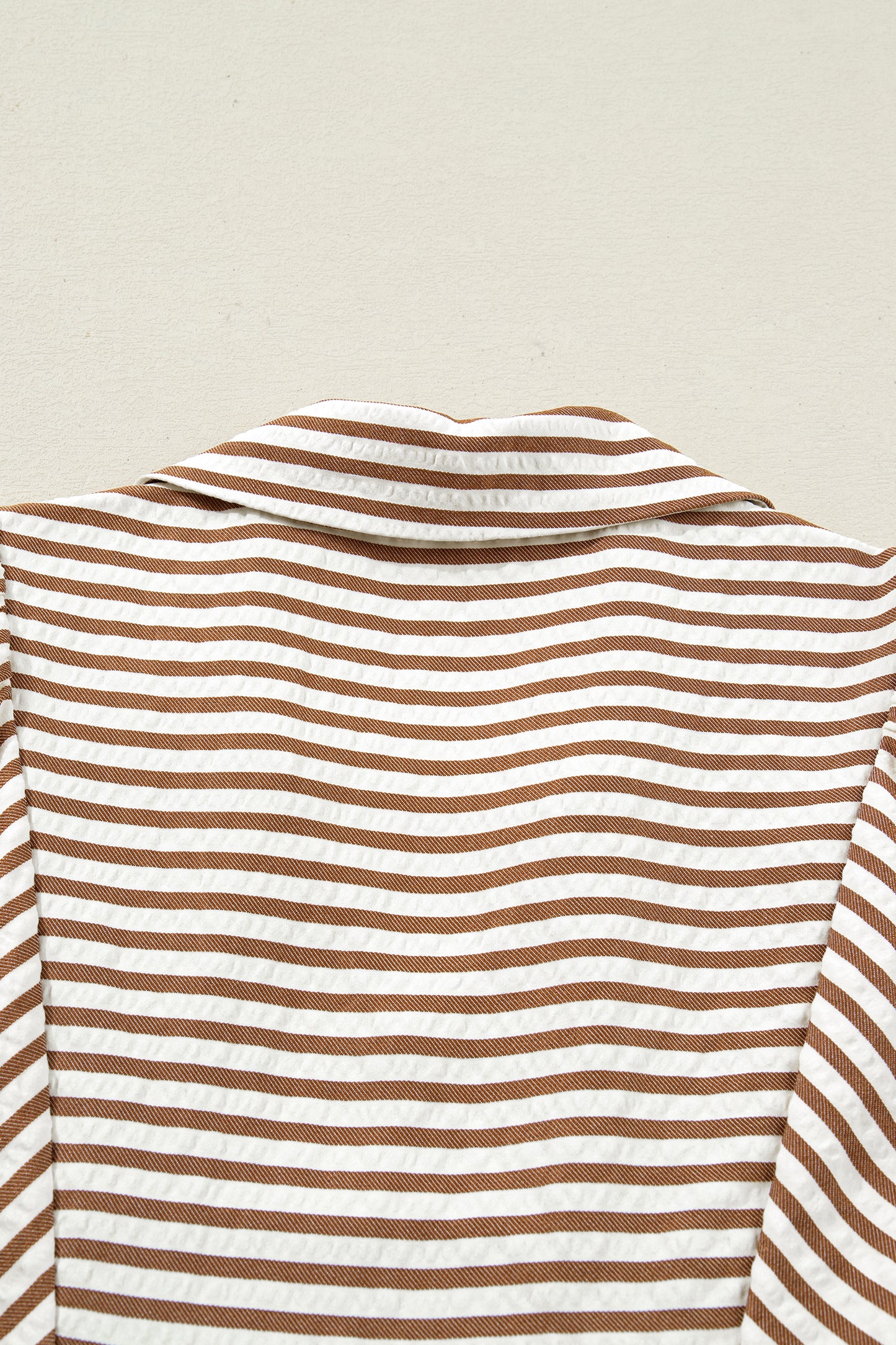 Brown Striped Shirred Blouse