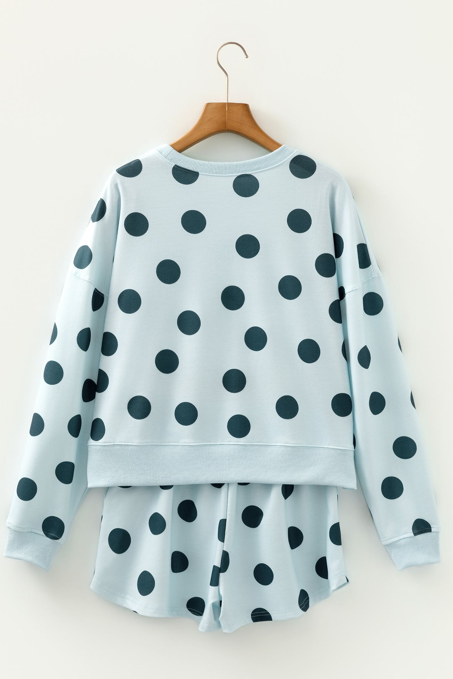 Polka Dot Print Pullover & Shorts Set
