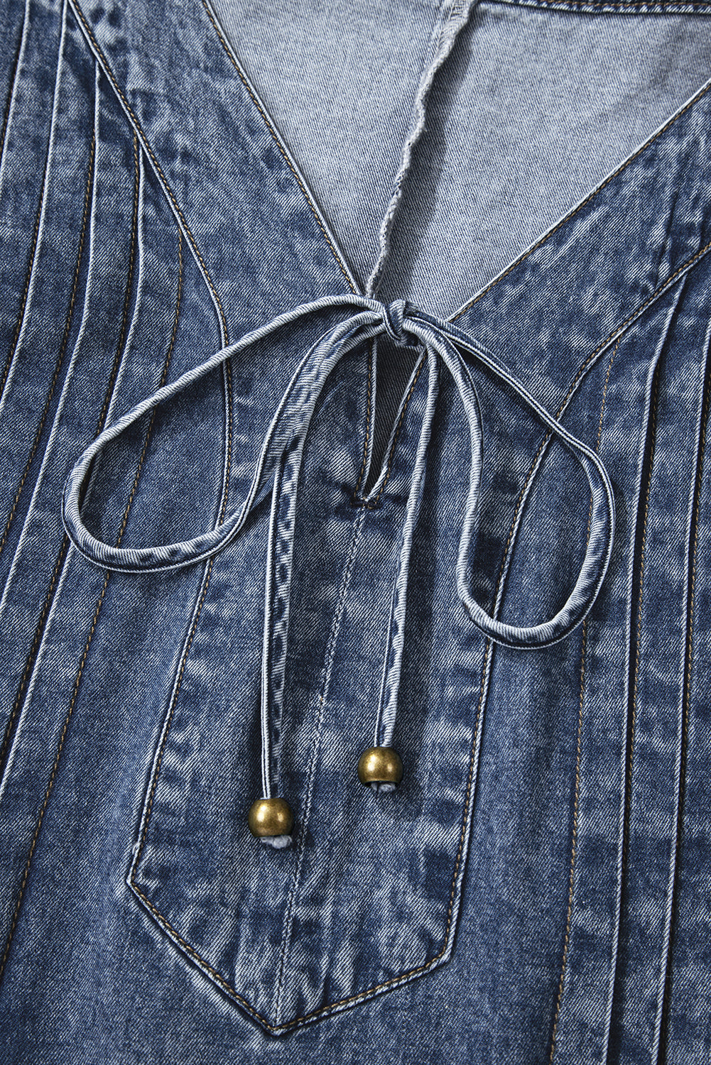 Sail Blue Pleated Denim Mini Dress