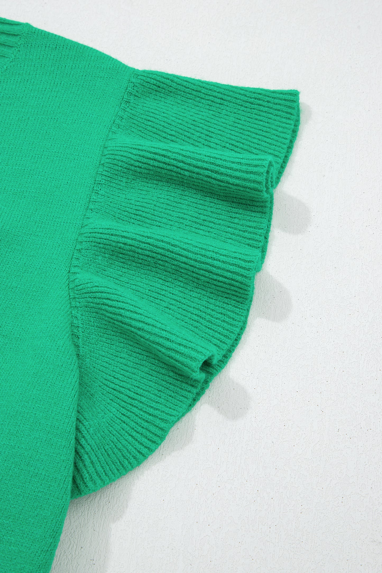 Ribbed Ruffle Sleeve Sweater