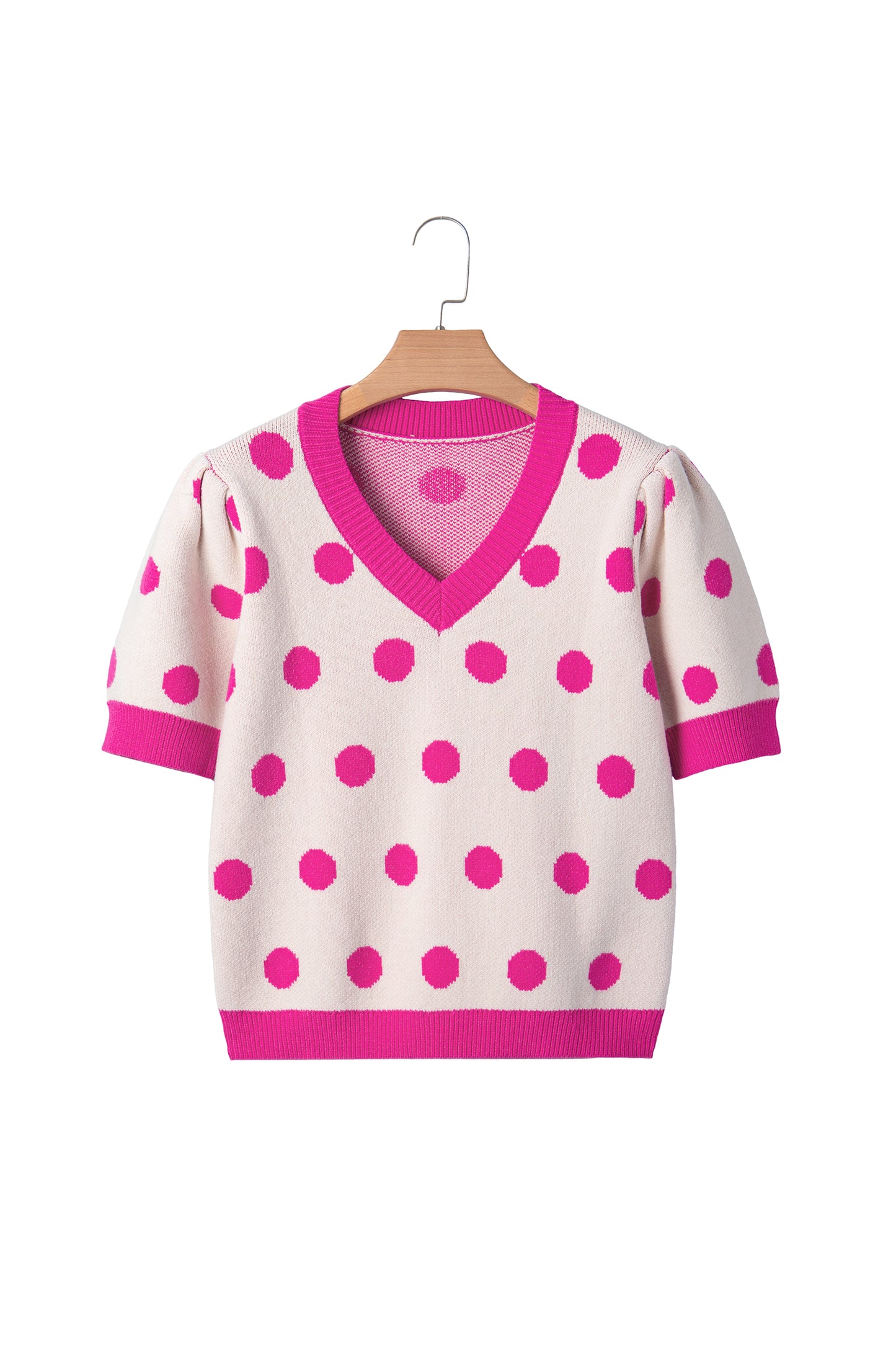 Polka Dot Puff Short Sleeve Sweater
