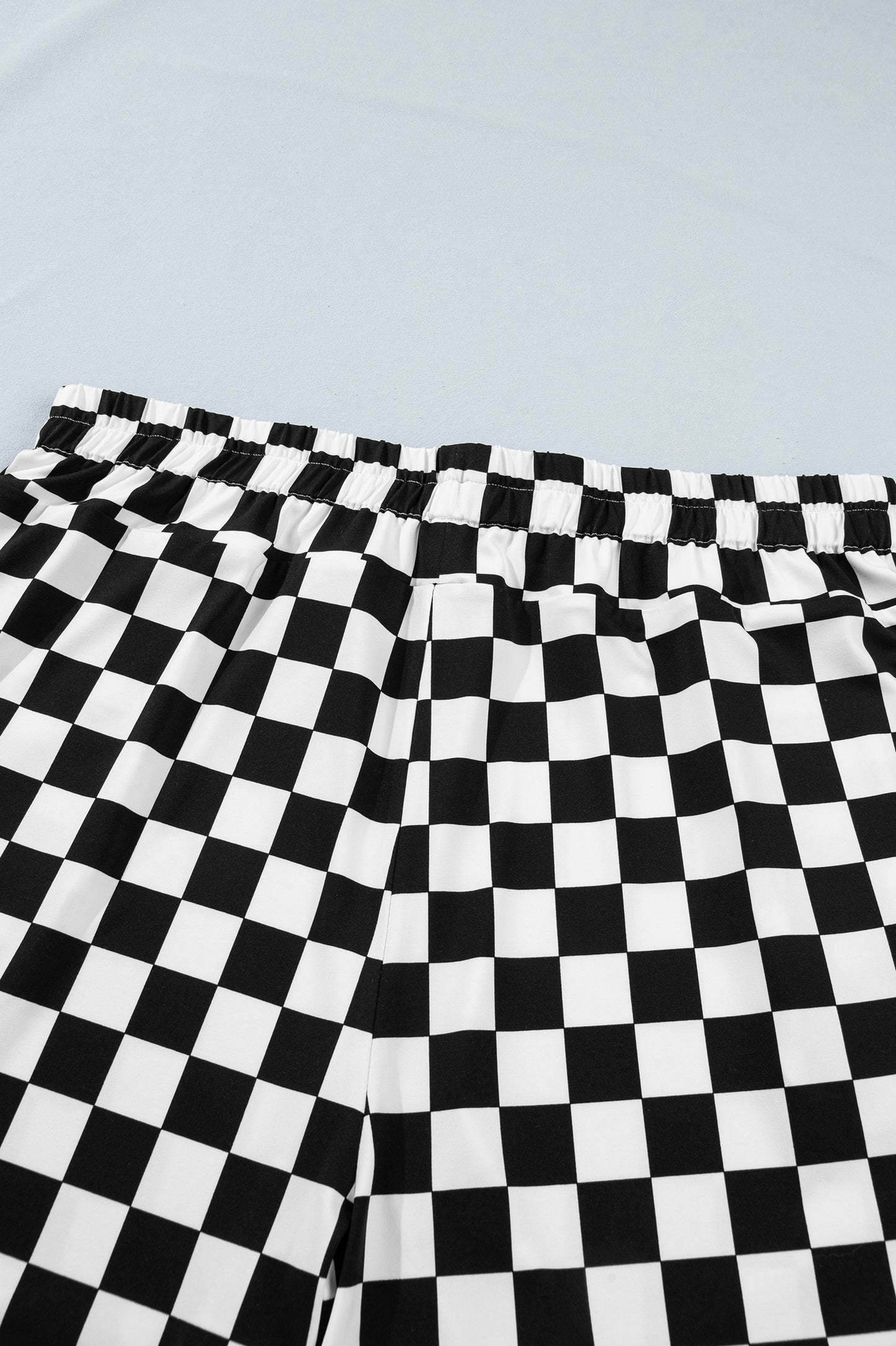 Black Checkered Athletic Shorts in Plus Size