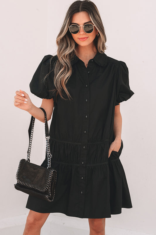 Black Button Down Shirt Dress
