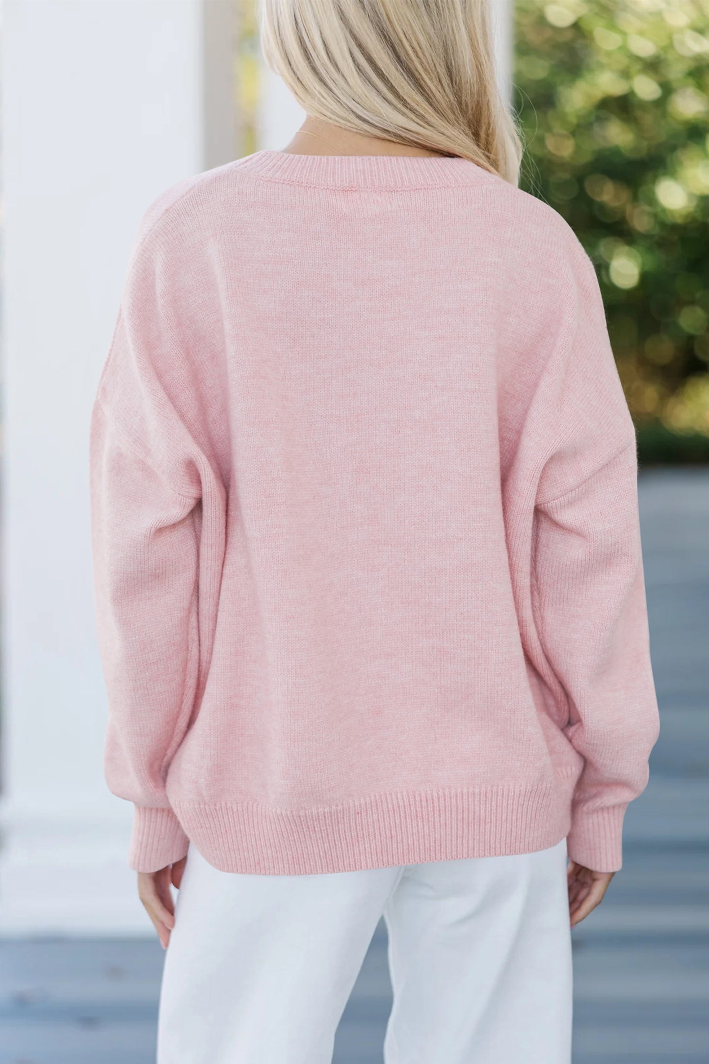 Pink Corded Love Sweater