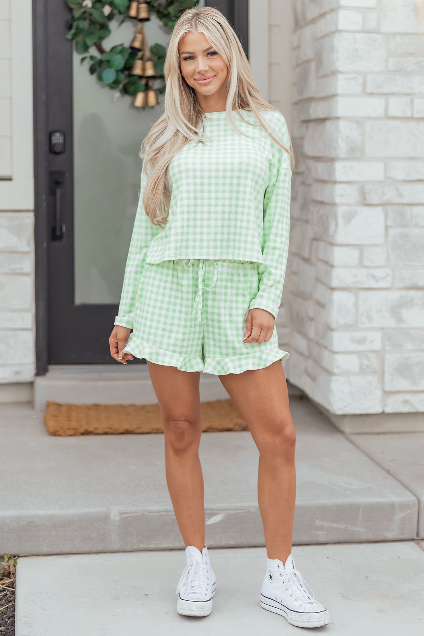 Green Gingham 2pc Lounge Set