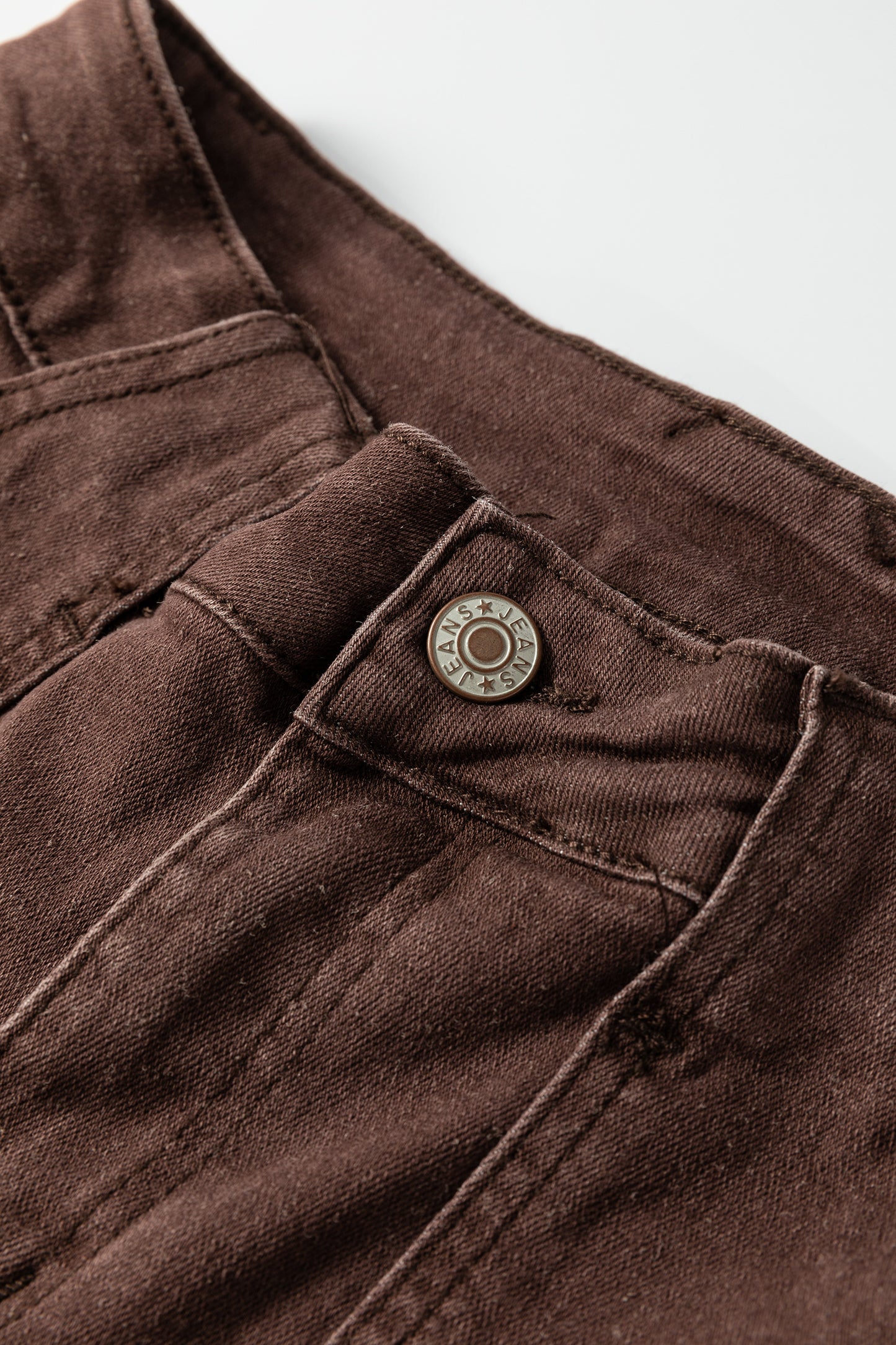 Dark Brown Retro Washed Loose Jeans